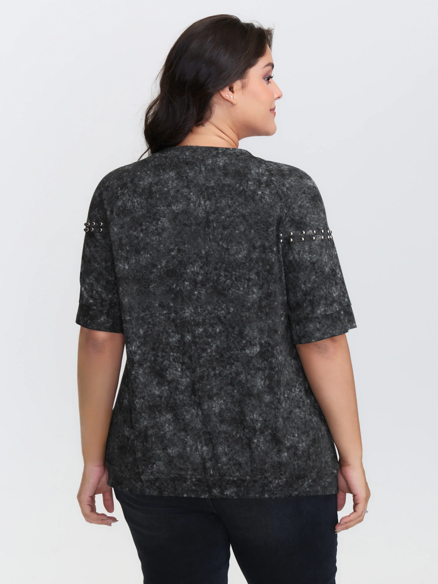 Rivets Snowflake Effect Stretchy T-Shirt - Image 5