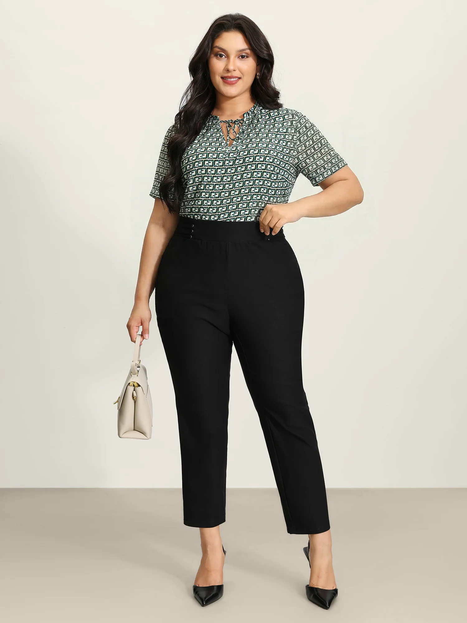 Rivets Wide Waistband Stretchy Pants - Image 2