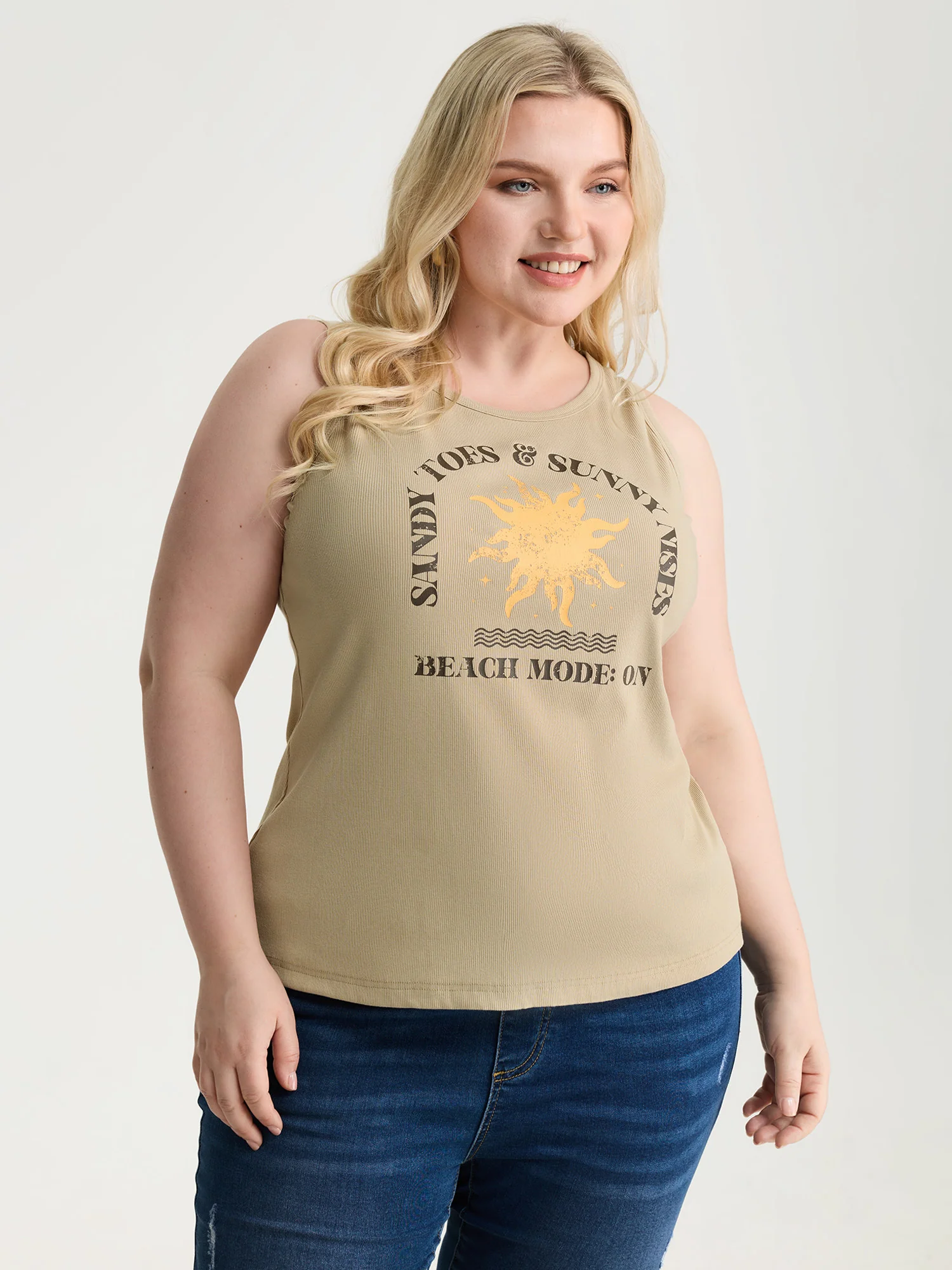 Round Neck Beach Mode Tank Top