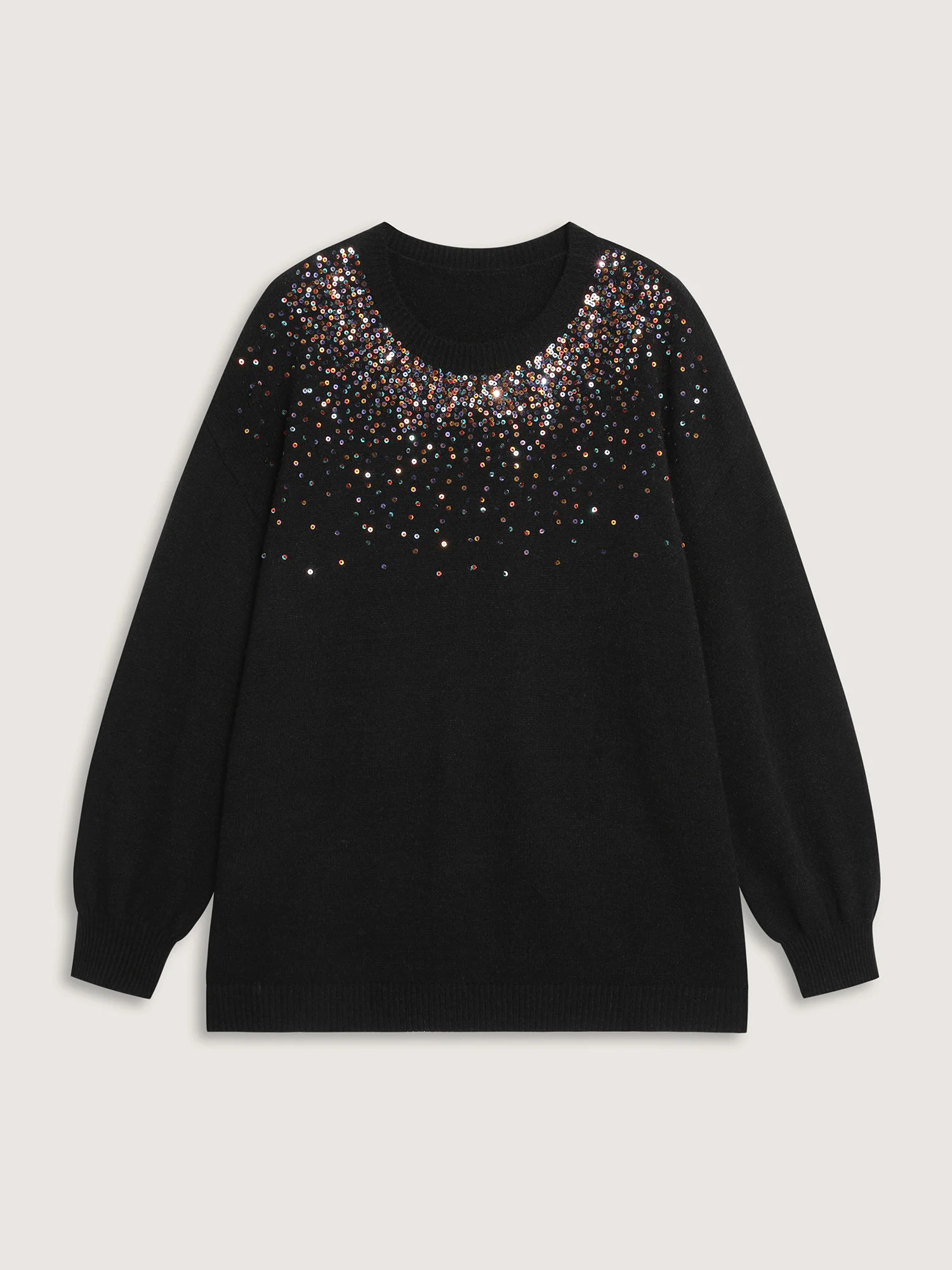 Sequin Embroidery Round Neck Pullover - Image 7