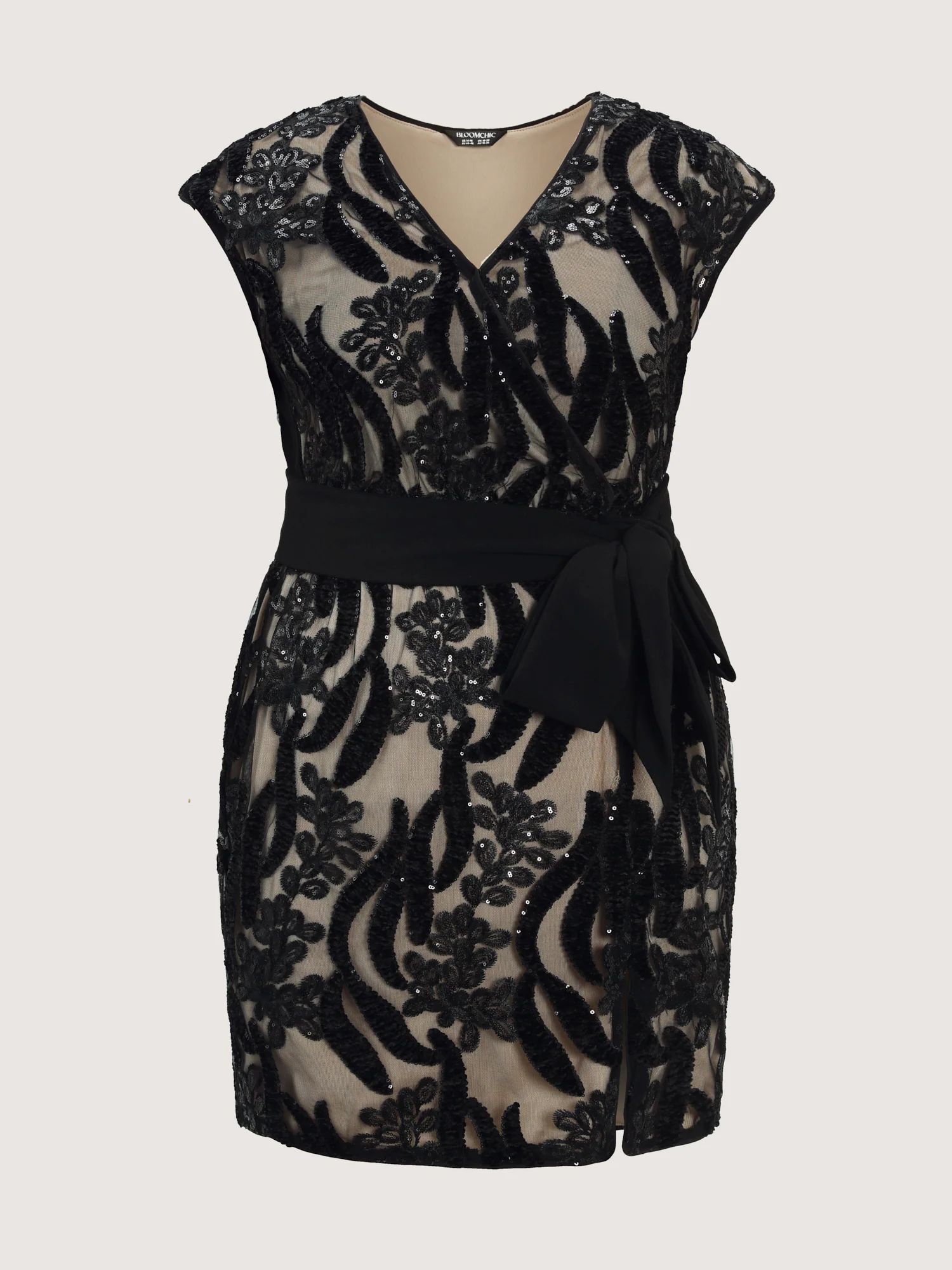 Sequin Mesh Belted Waist Mini Dress - Image 7