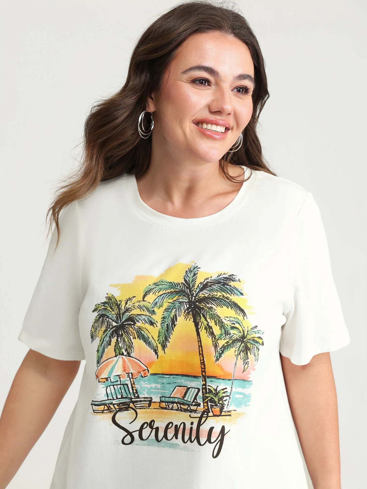 Serenity Pure Cotton Round Neck T-Shirt - Image 2