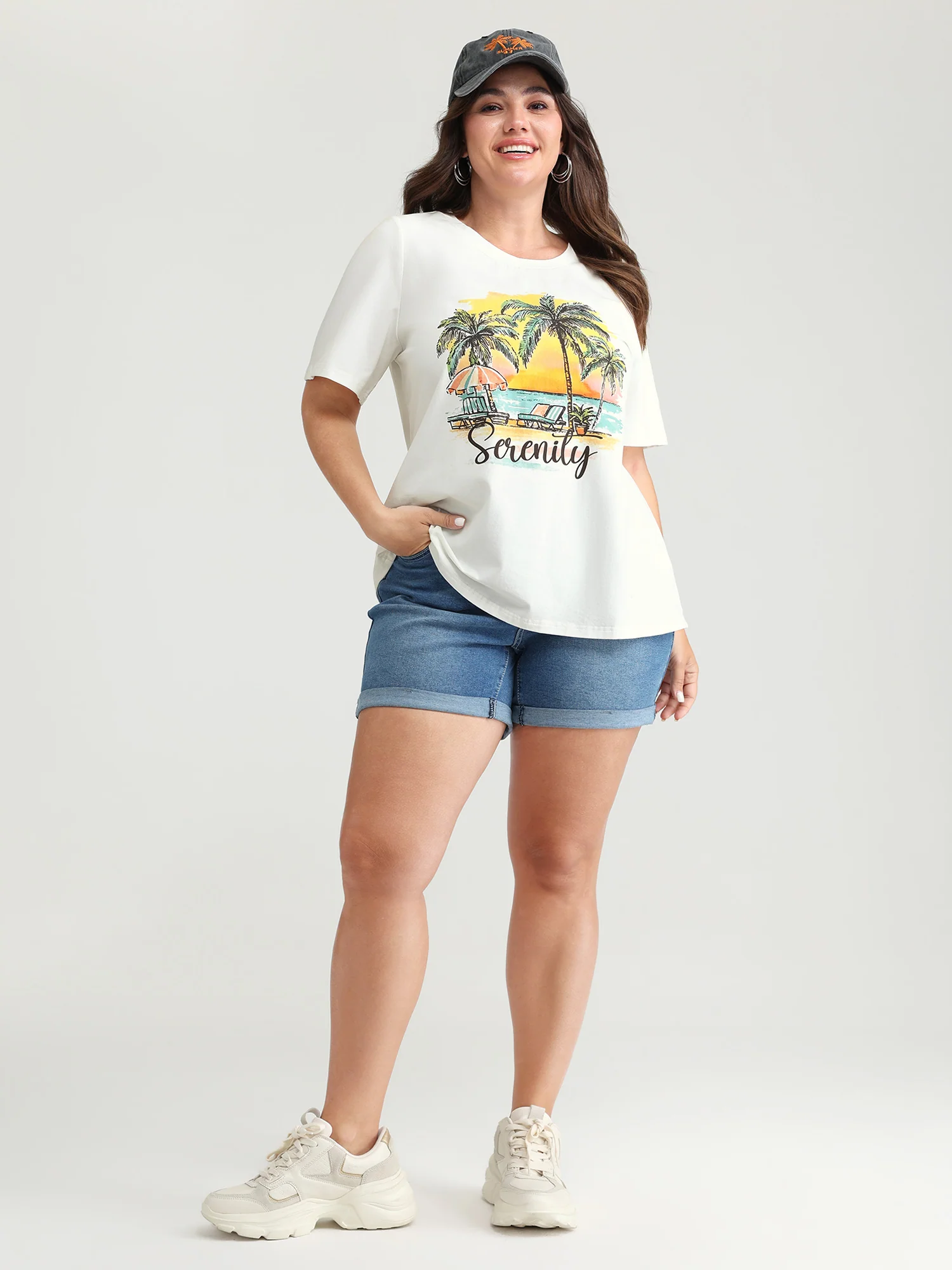 Serenity Pure Cotton Round Neck T-Shirt - Image 3