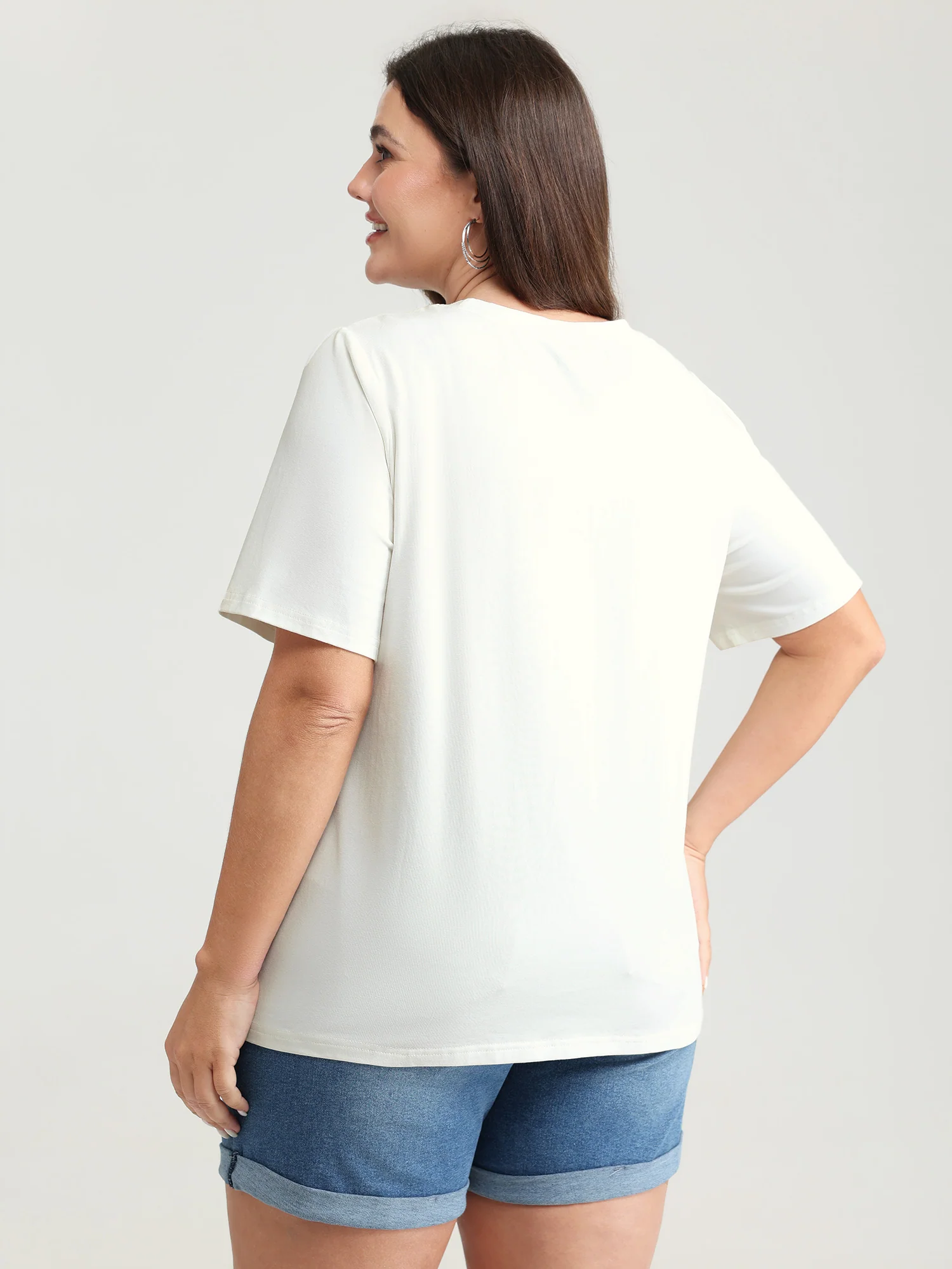 Serenity Pure Cotton Round Neck T-Shirt - Image 4