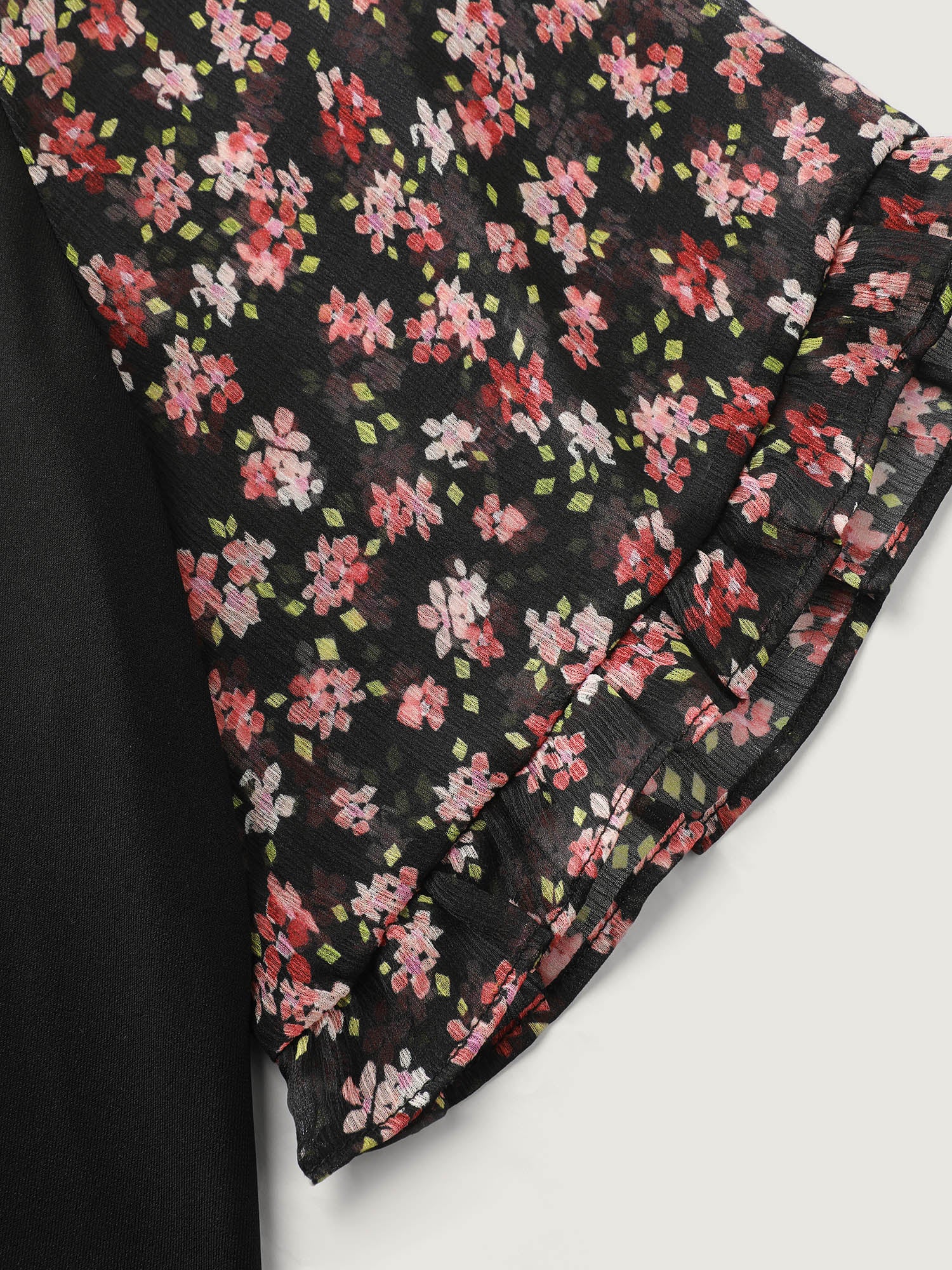 Sheer Floral Print Ruffled Cuff Sleeve Top - Image 5