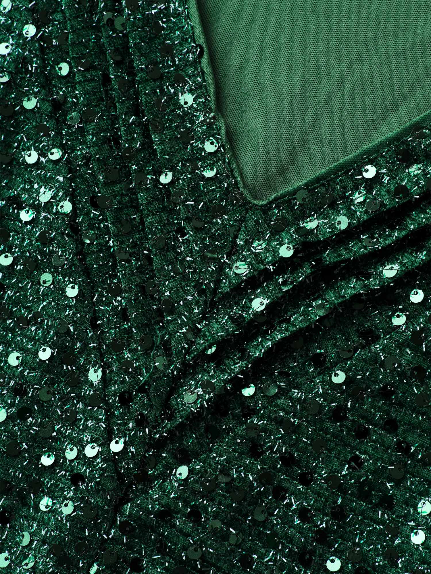 Shimmery Sequin V-Neck Knee Dress - Image 10