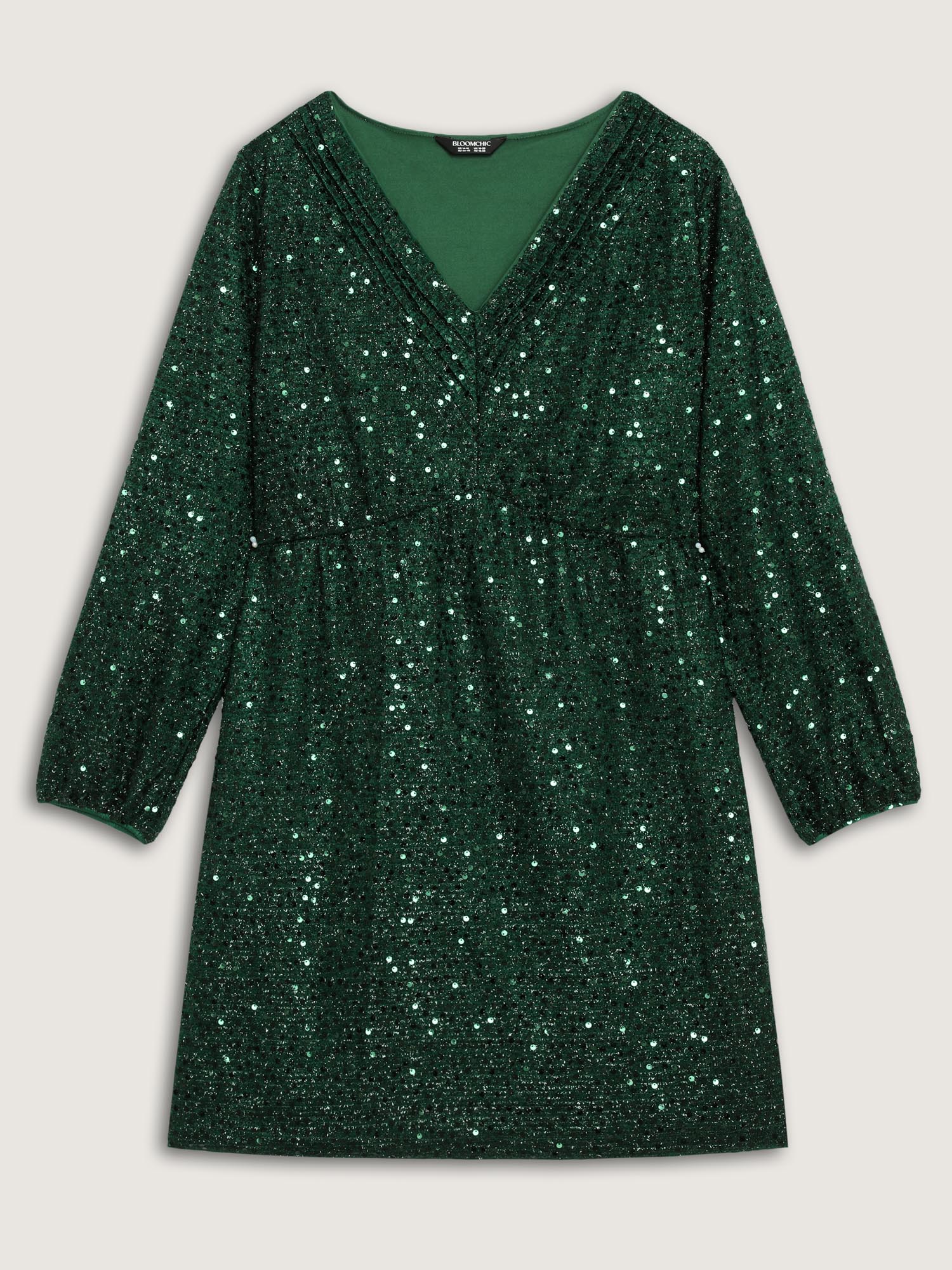 Shimmery Sequin V-Neck Knee Dress - Image 11