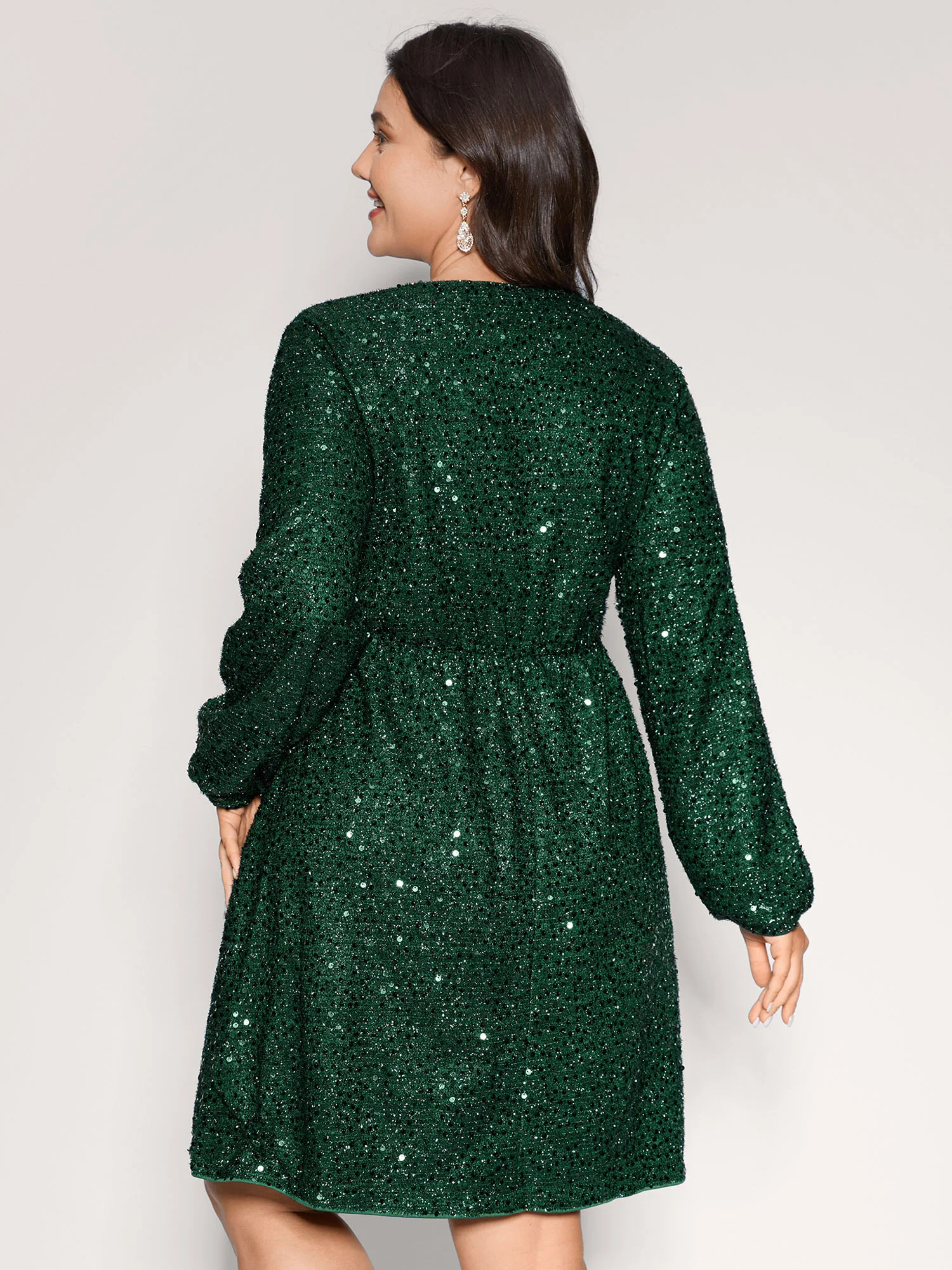 Shimmery Sequin V-Neck Knee Dress - Image 8