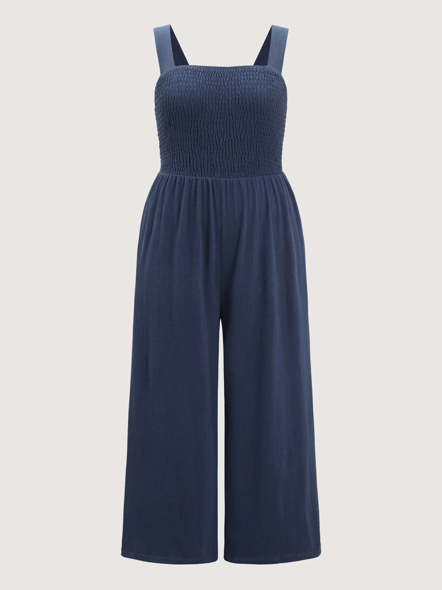 Shirred A-Line Wide Strap Jumpsuit - Image 8