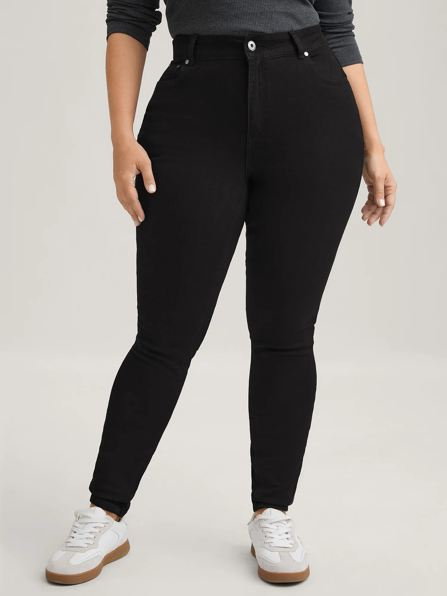 Skinny Very Stretchy High Rise Black Wash Sculpt Waist Jeans - Image 2