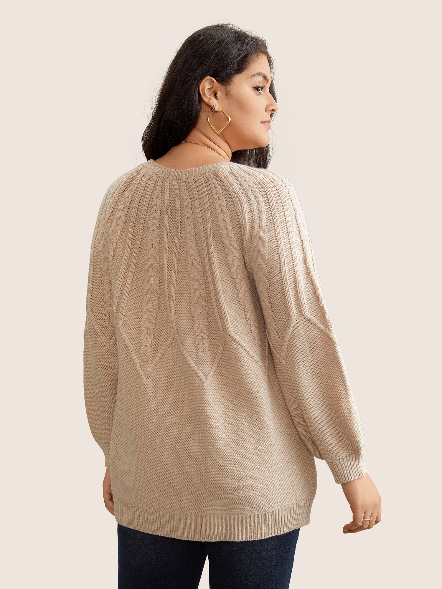 Solid Textured Lantern Sleeve Pullover - Image 5