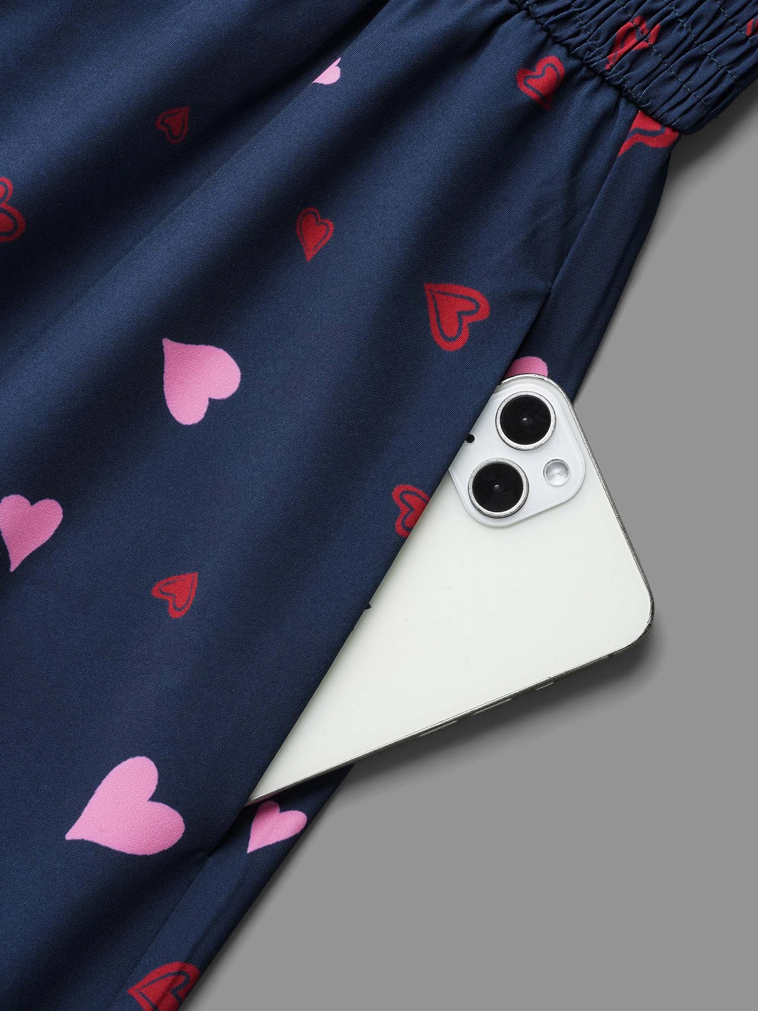 Square Neck Shirred Hearts Midi Dress - Image 7