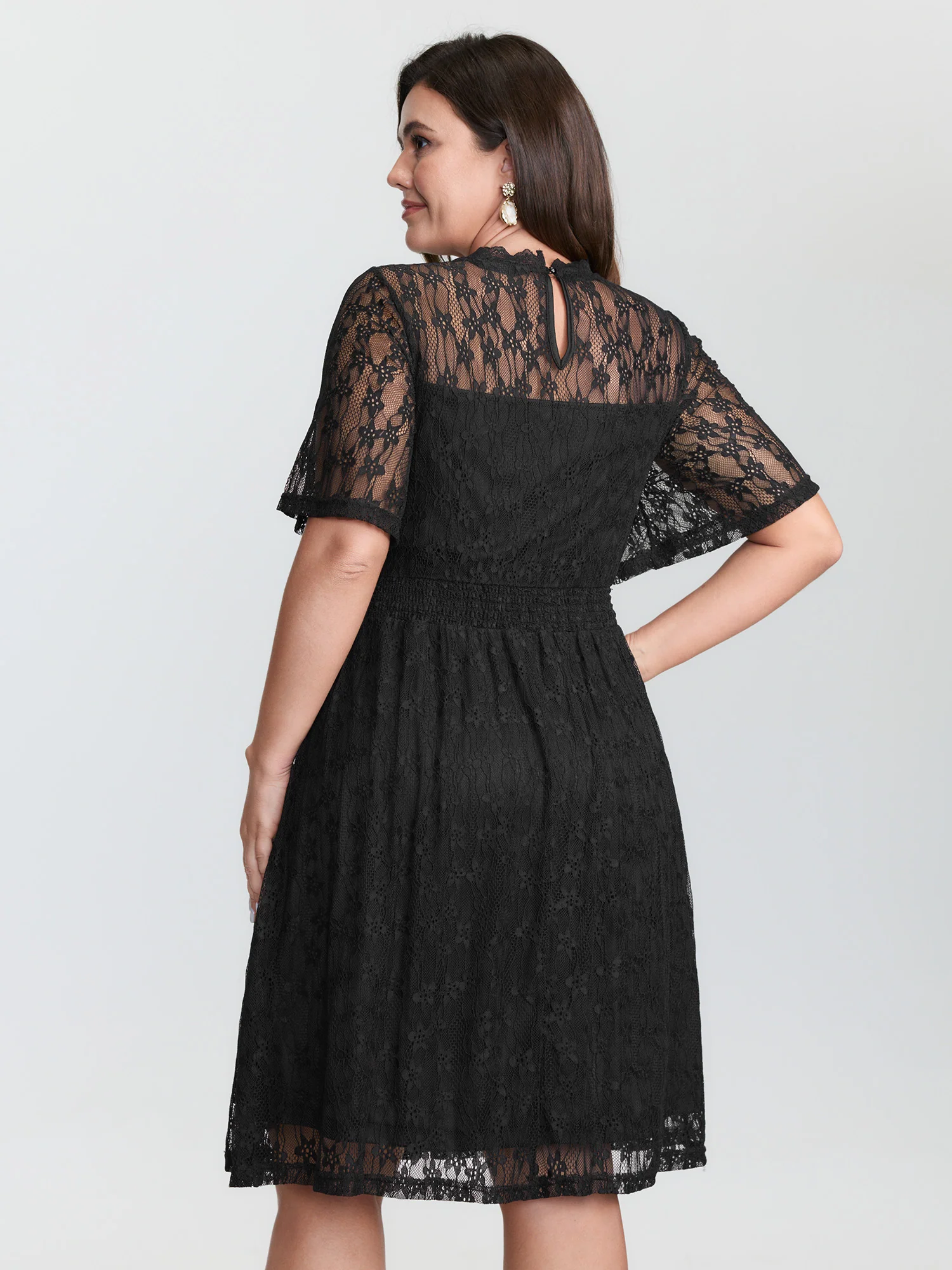 Star Lace Trim Shirred Waist Mini Dress - Image 6