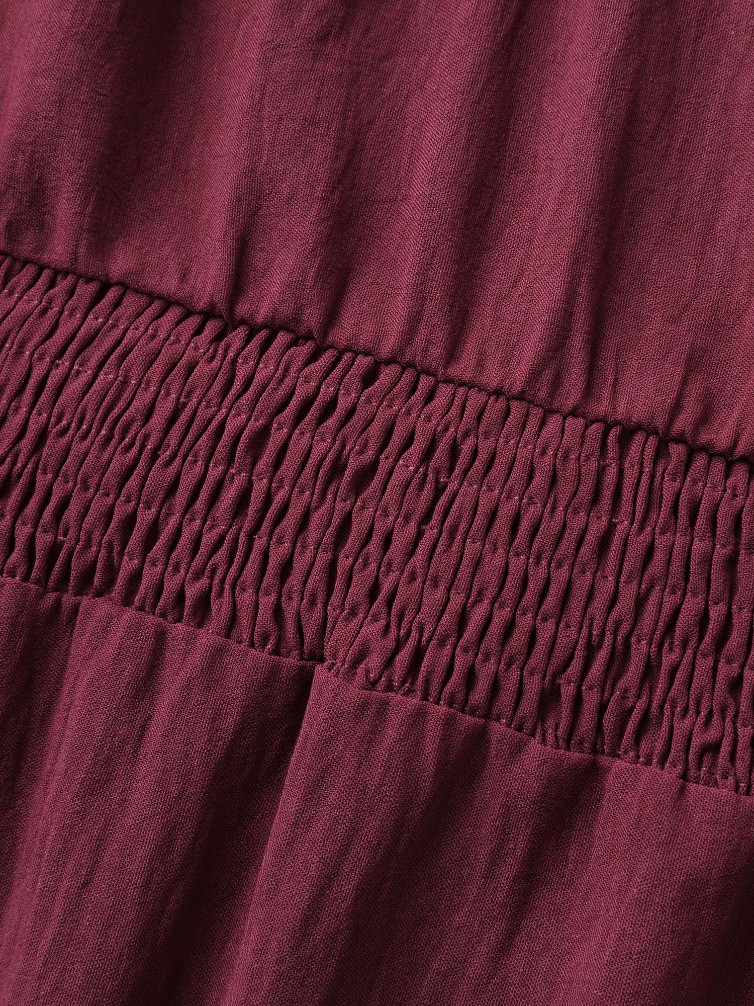 Stretchy Neckline Waist-Cinched Solid Blouse - Image 13