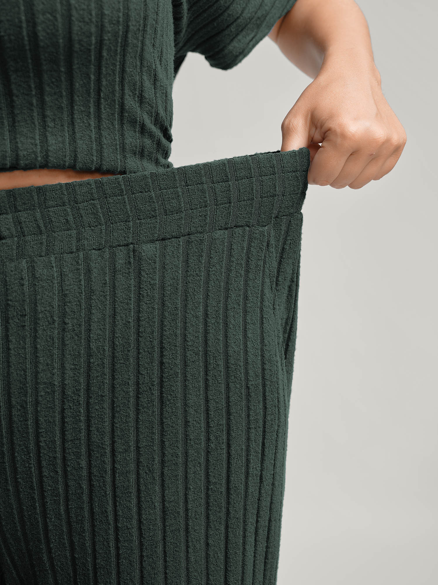Stretchy Pit Strip Solid Loungewear Set - Image 12
