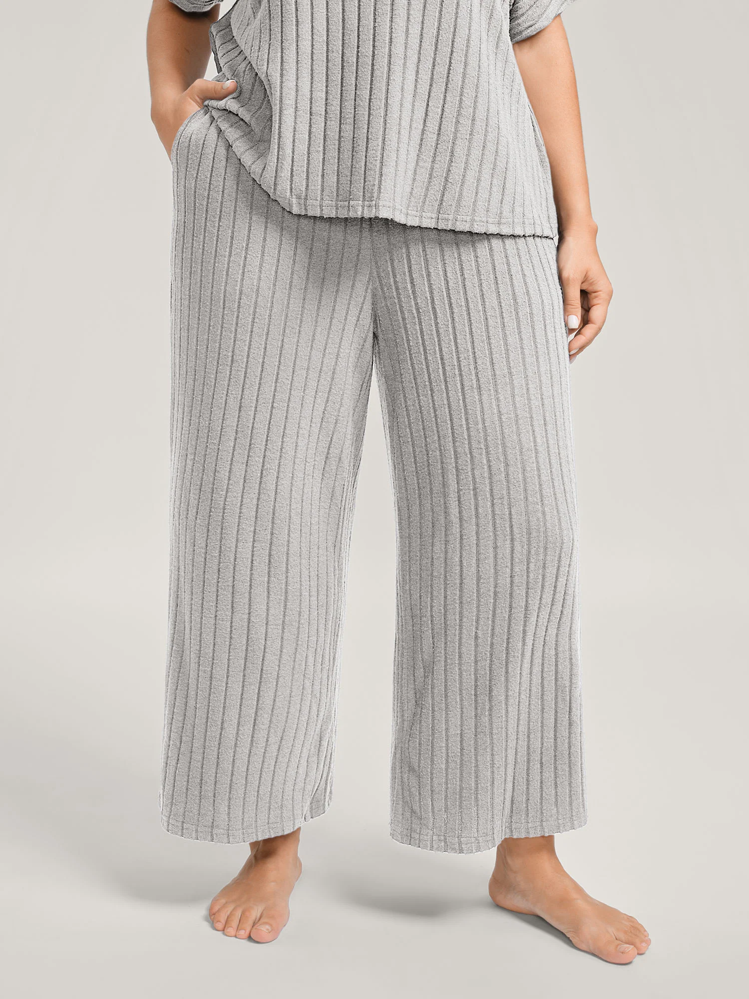Stretchy Pit Strip Solid Loungewear Set - Image 18