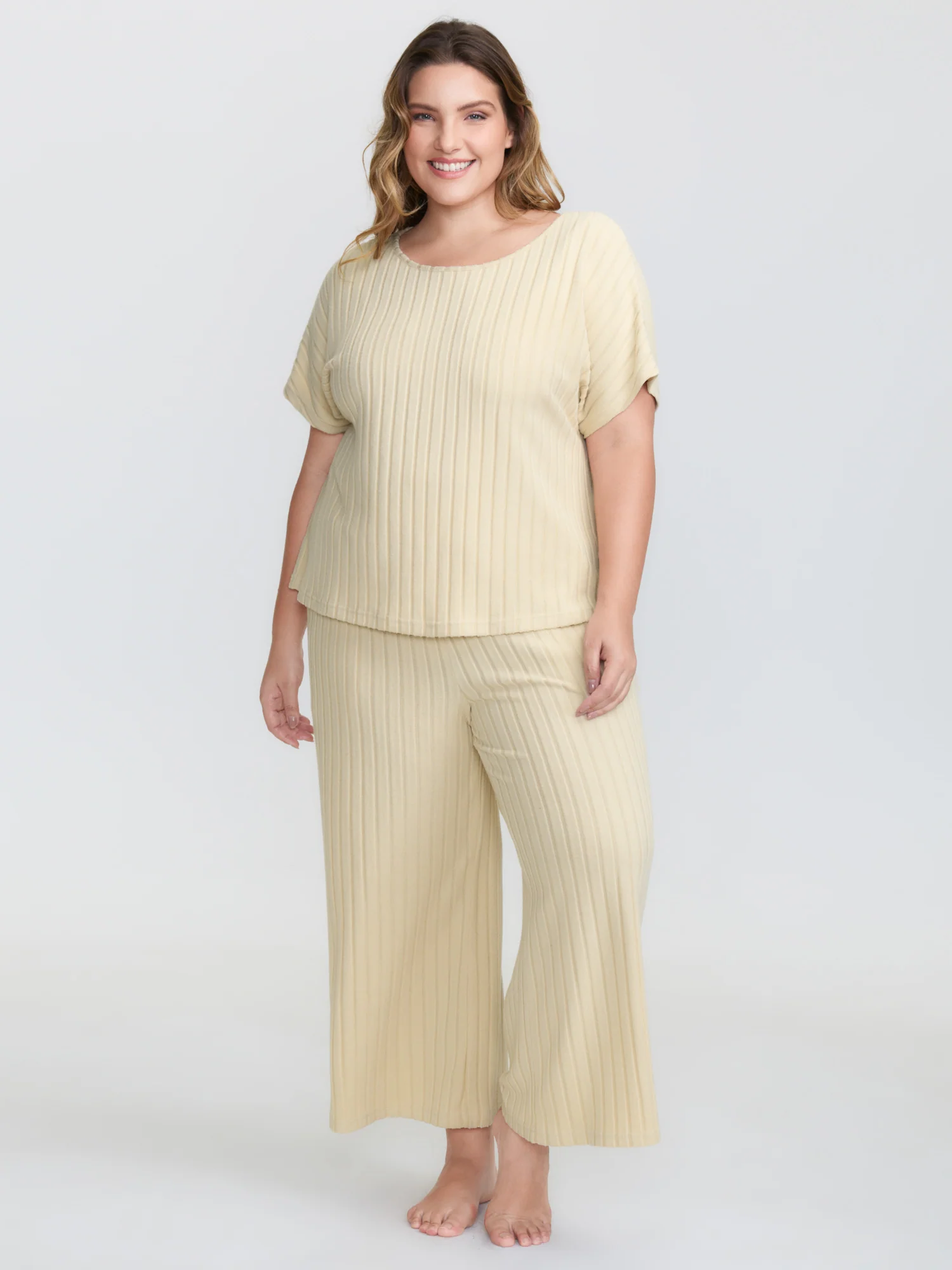 Stretchy Pit Strip Solid Loungewear Set - Image 22