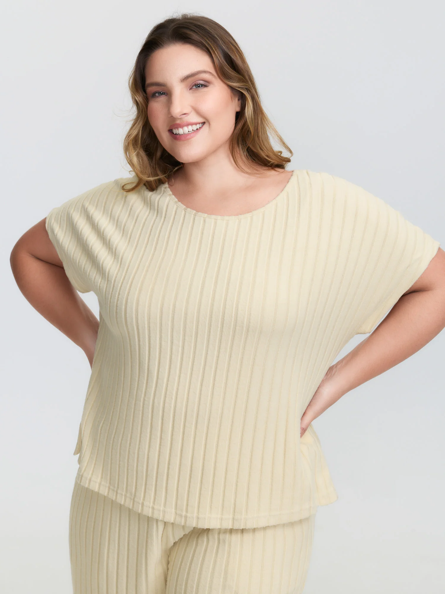 Stretchy Pit Strip Solid Loungewear Set - Image 23