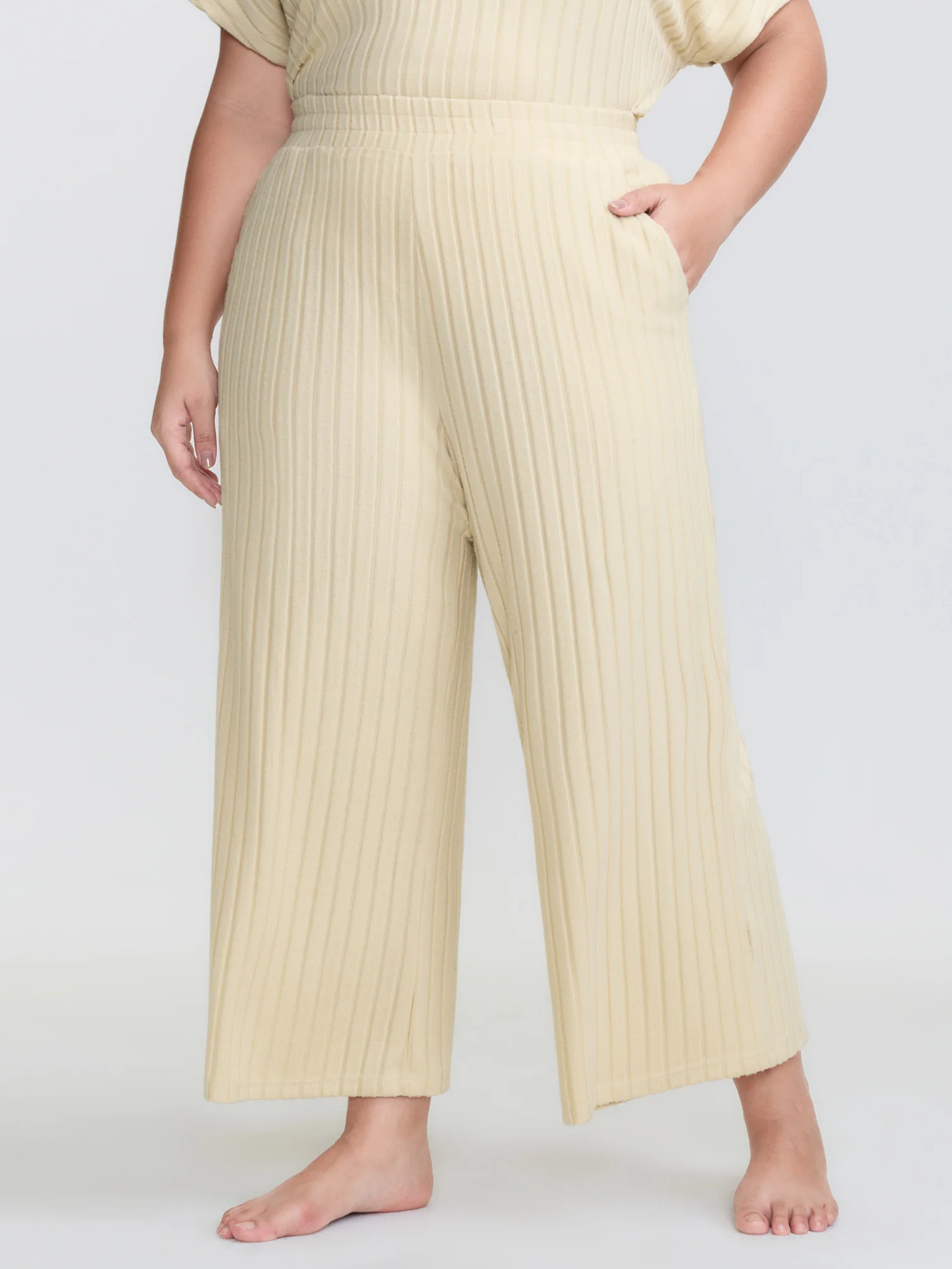 Stretchy Pit Strip Solid Loungewear Set - Image 24