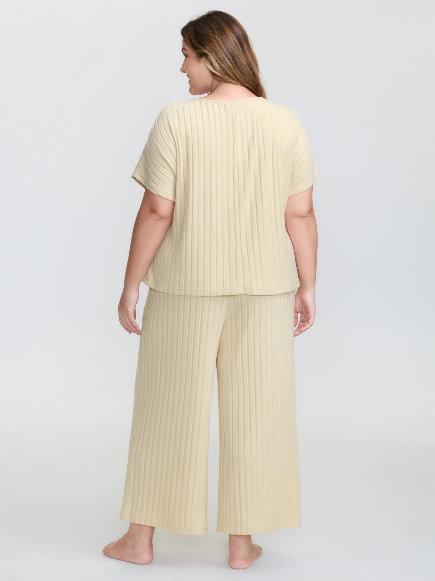 Stretchy Pit Strip Solid Loungewear Set - Image 27