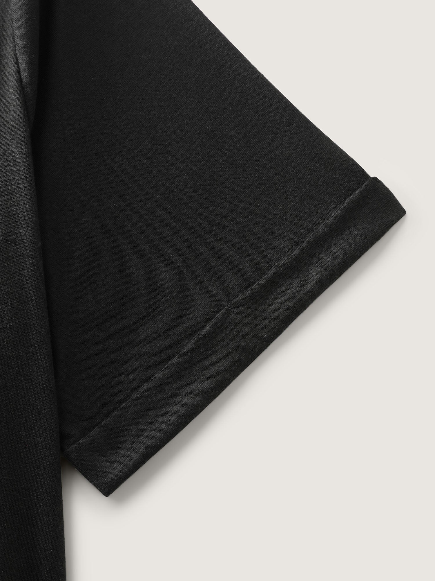 Stretchy Round Neck Rolled Cuff Sleeve T-Shirt - Image 6