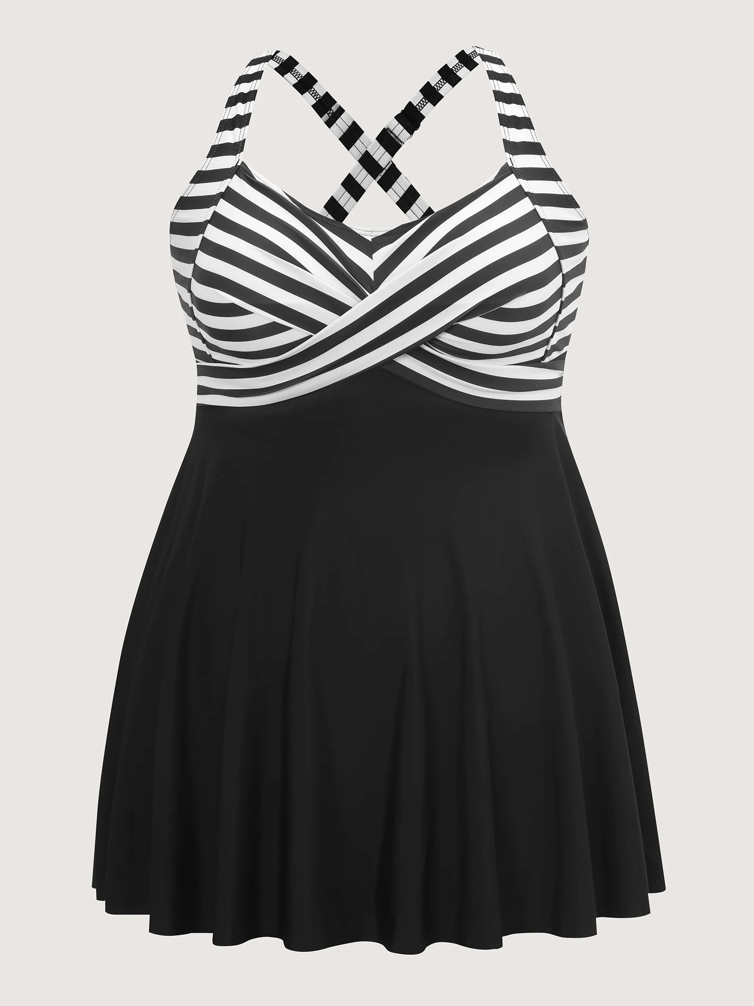 Striped Contrast Twist Front Swim Dress - Image 7