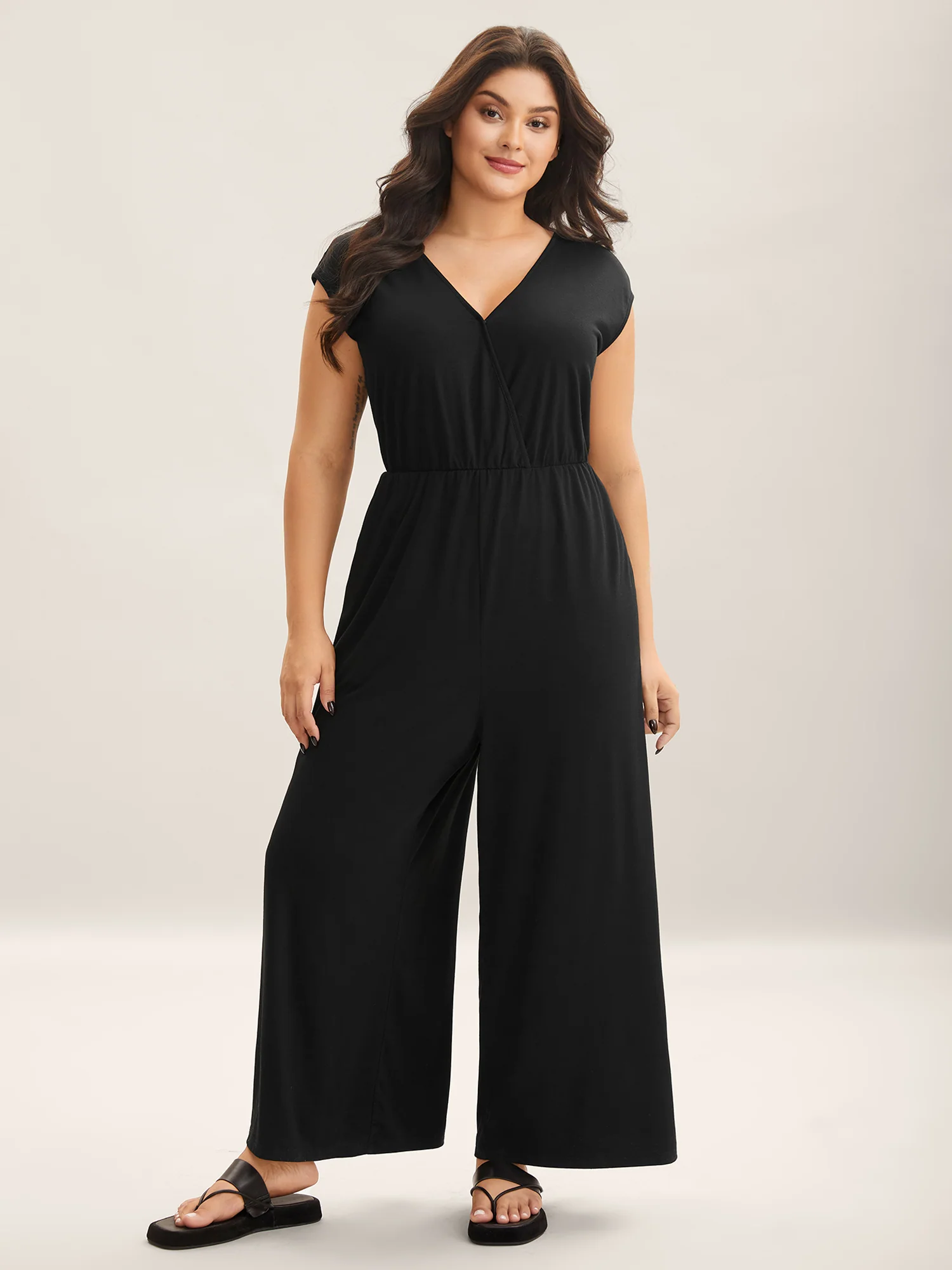 Supersoft Butterfly Backless Stretchy Wide-Leg Jumpsuit - Image 3