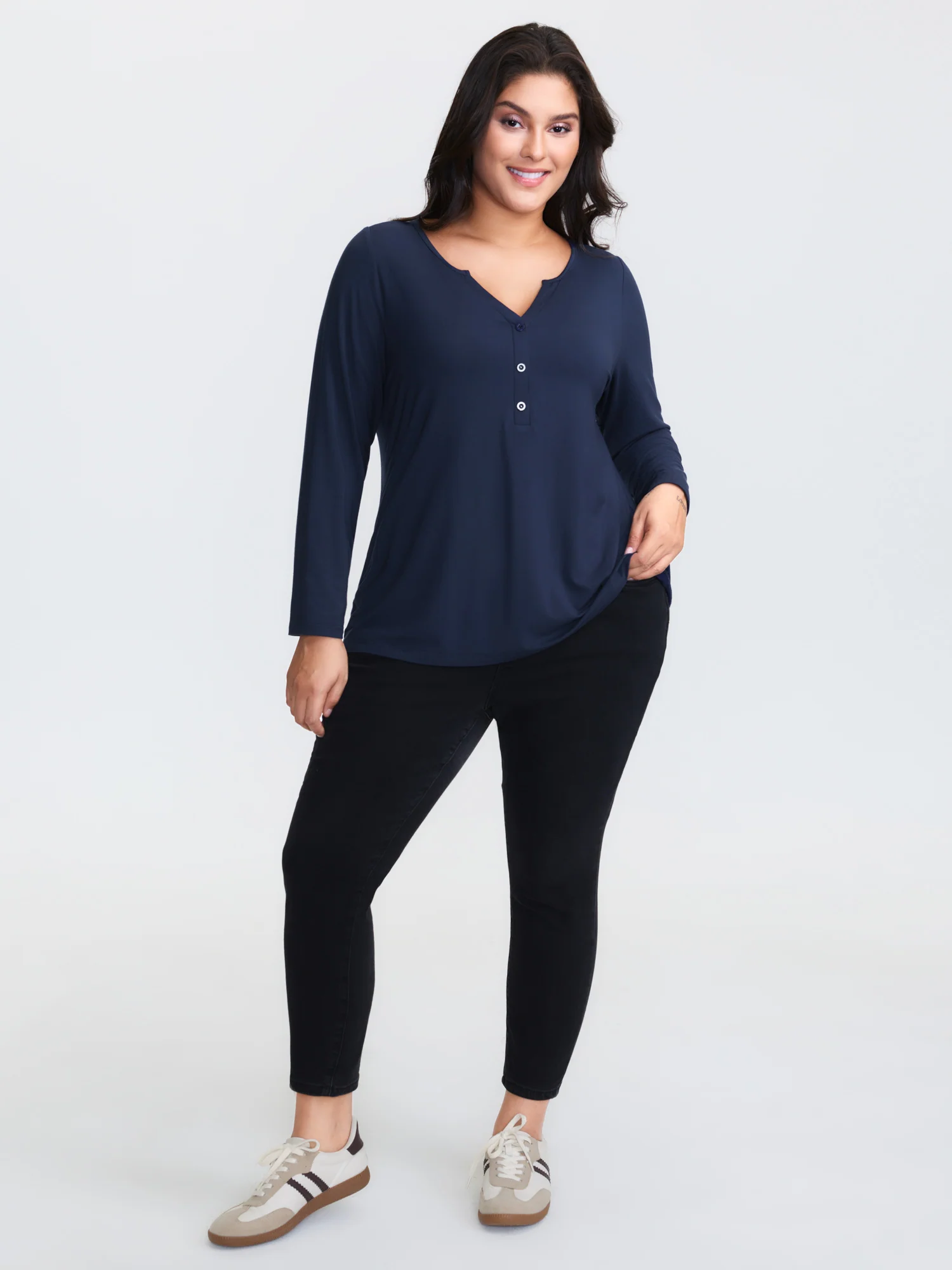 Supersoft Button Placket Solid T-Shirt - Image 3