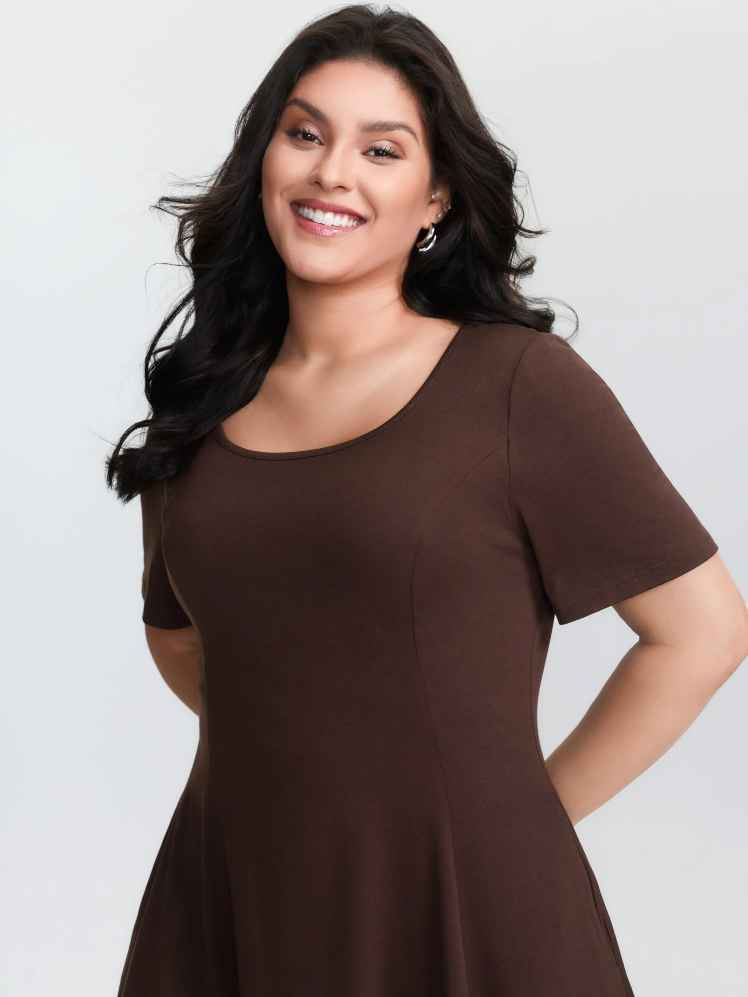 Supersoft Cinched-Waist Plain Mini Dress - Image 2