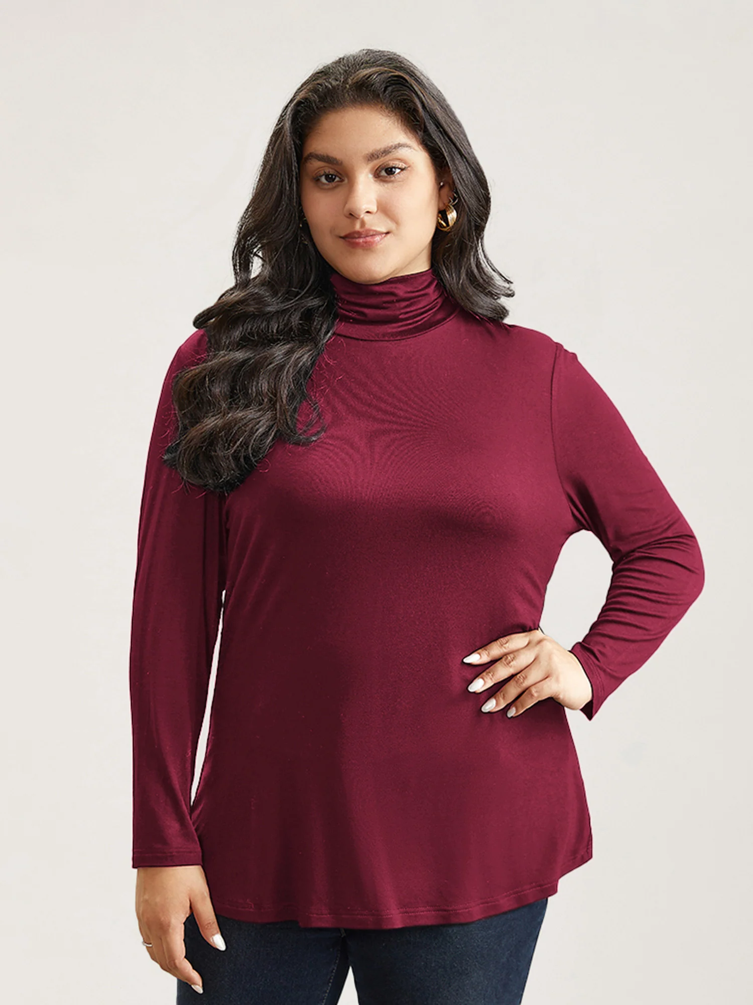 Supersoft Essentials Solid Funnel Neck Knit T-shirt - Image 7