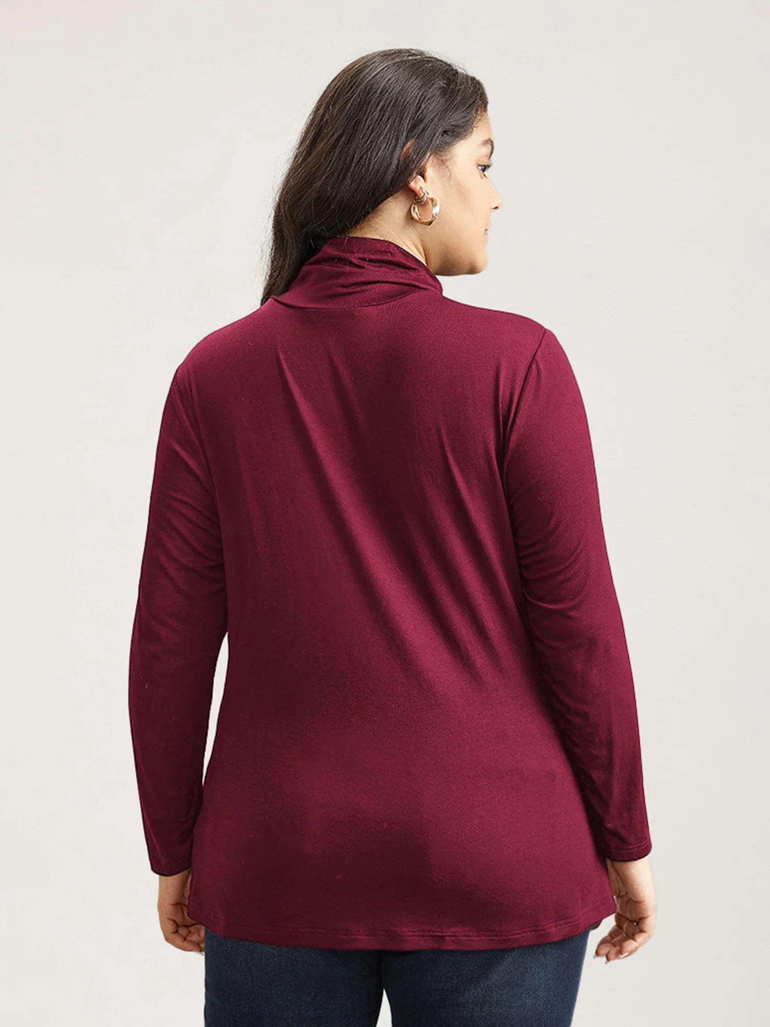 Supersoft Essentials Solid Funnel Neck Knit T-shirt - Image 8