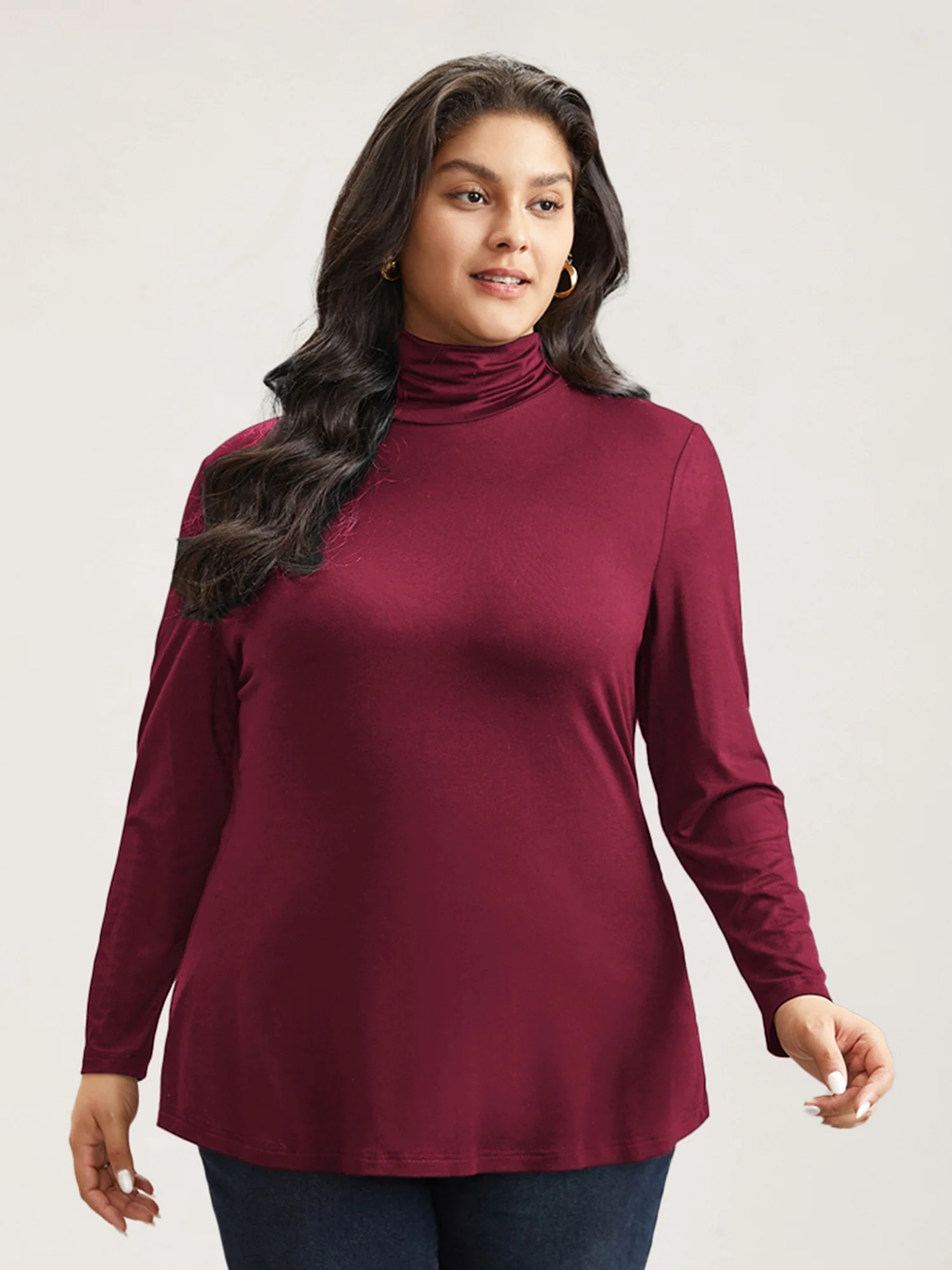Supersoft Essentials Solid Funnel Neck Knit T-shirt - Image 9