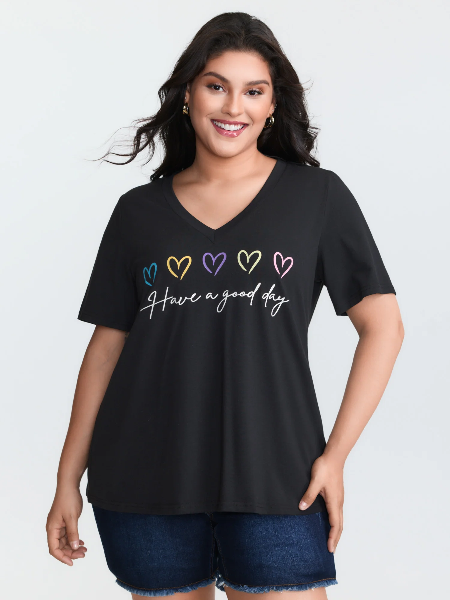 Supersoft Multi-Color Heart Print T-Shirt - Image 2
