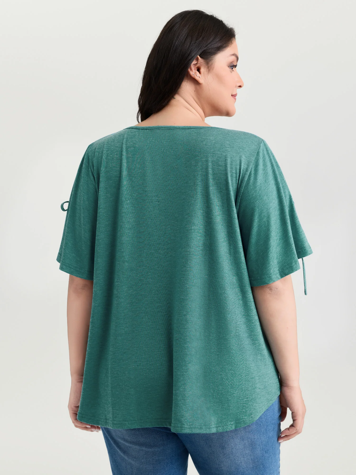 Supersoft Pleated Knot-Tie Sleeve T-Shirt - Image 4