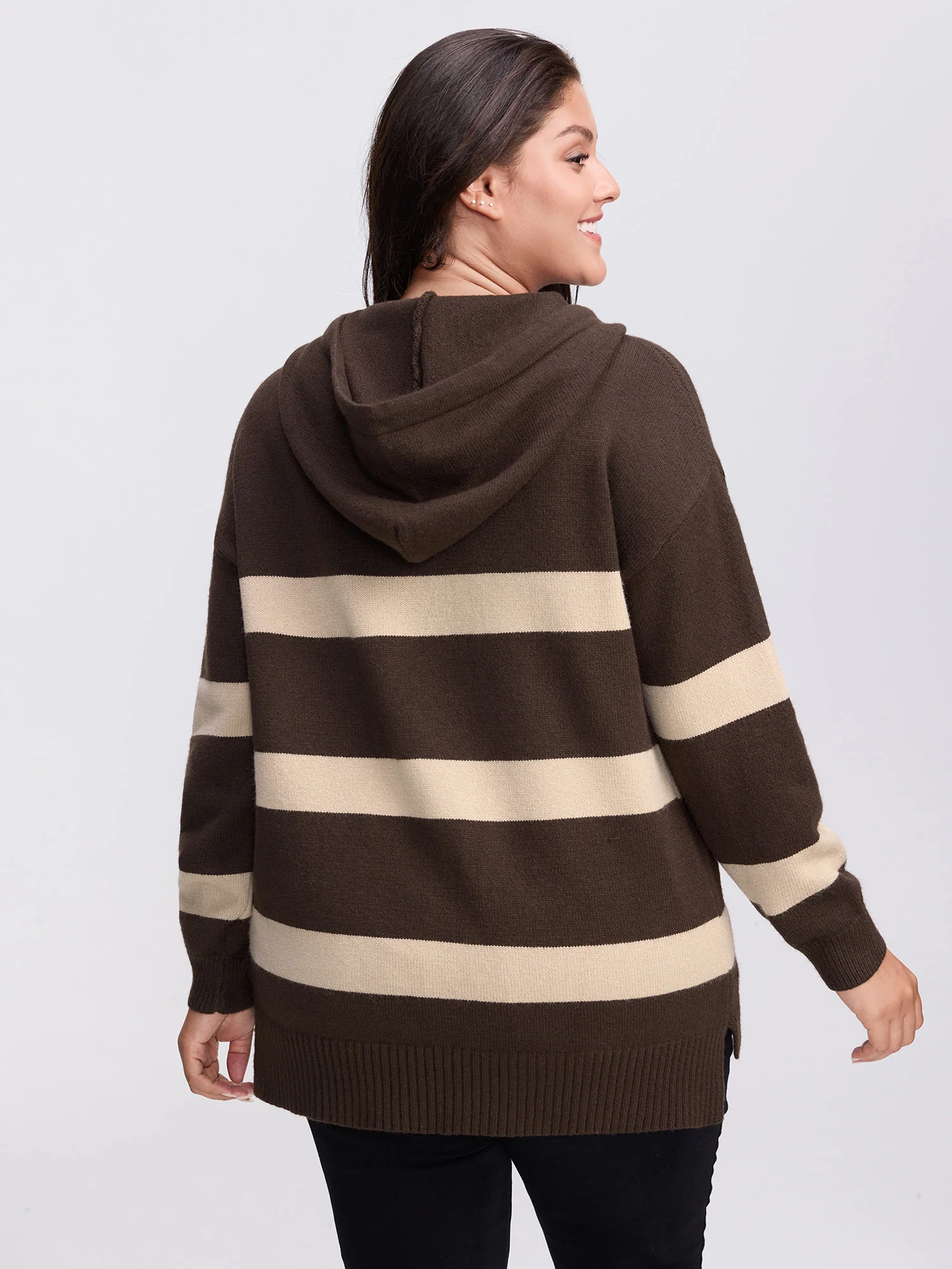 Supersoft Stripe Slit Hooded Pullover - Image 4