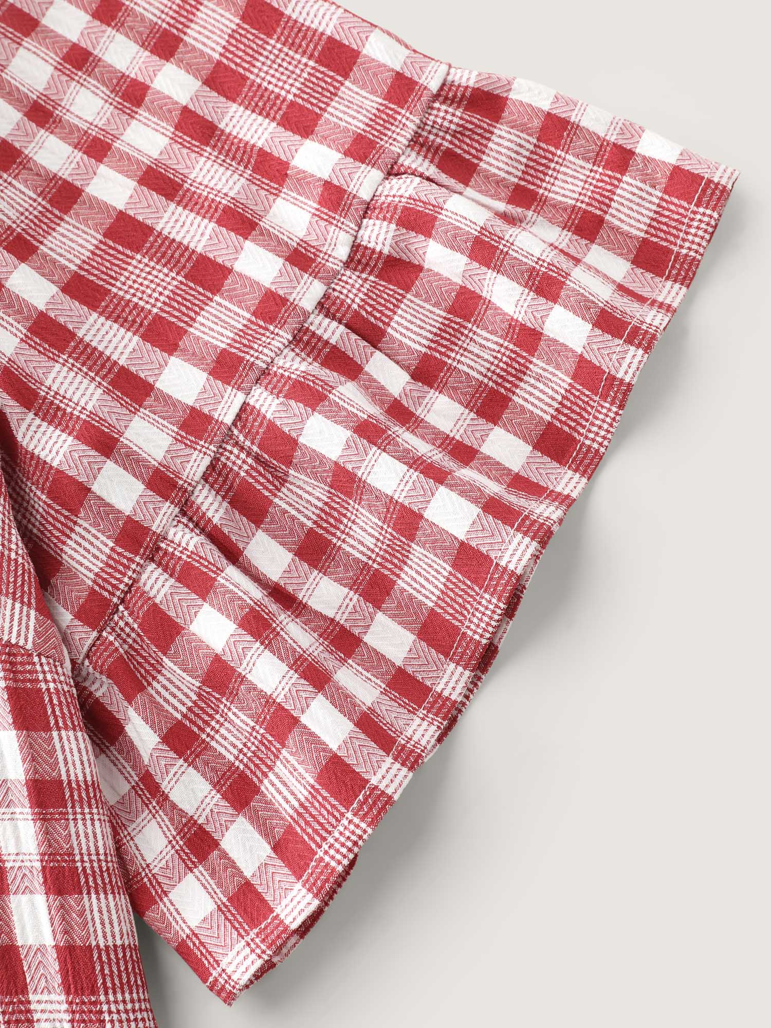 Sweet Gingham Print Ruffled Blouse - Image 6