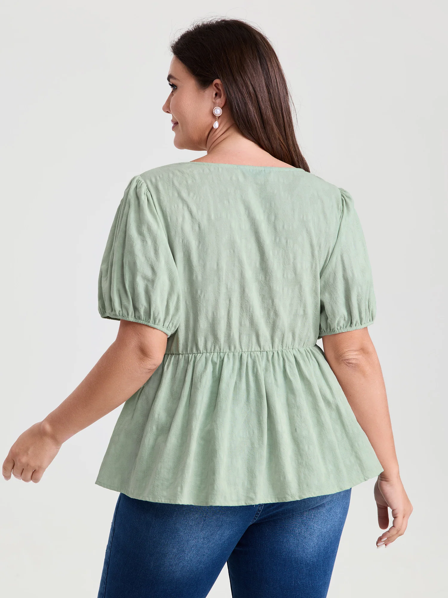 Textured Fit And Flare Plain Blouse - Image 4