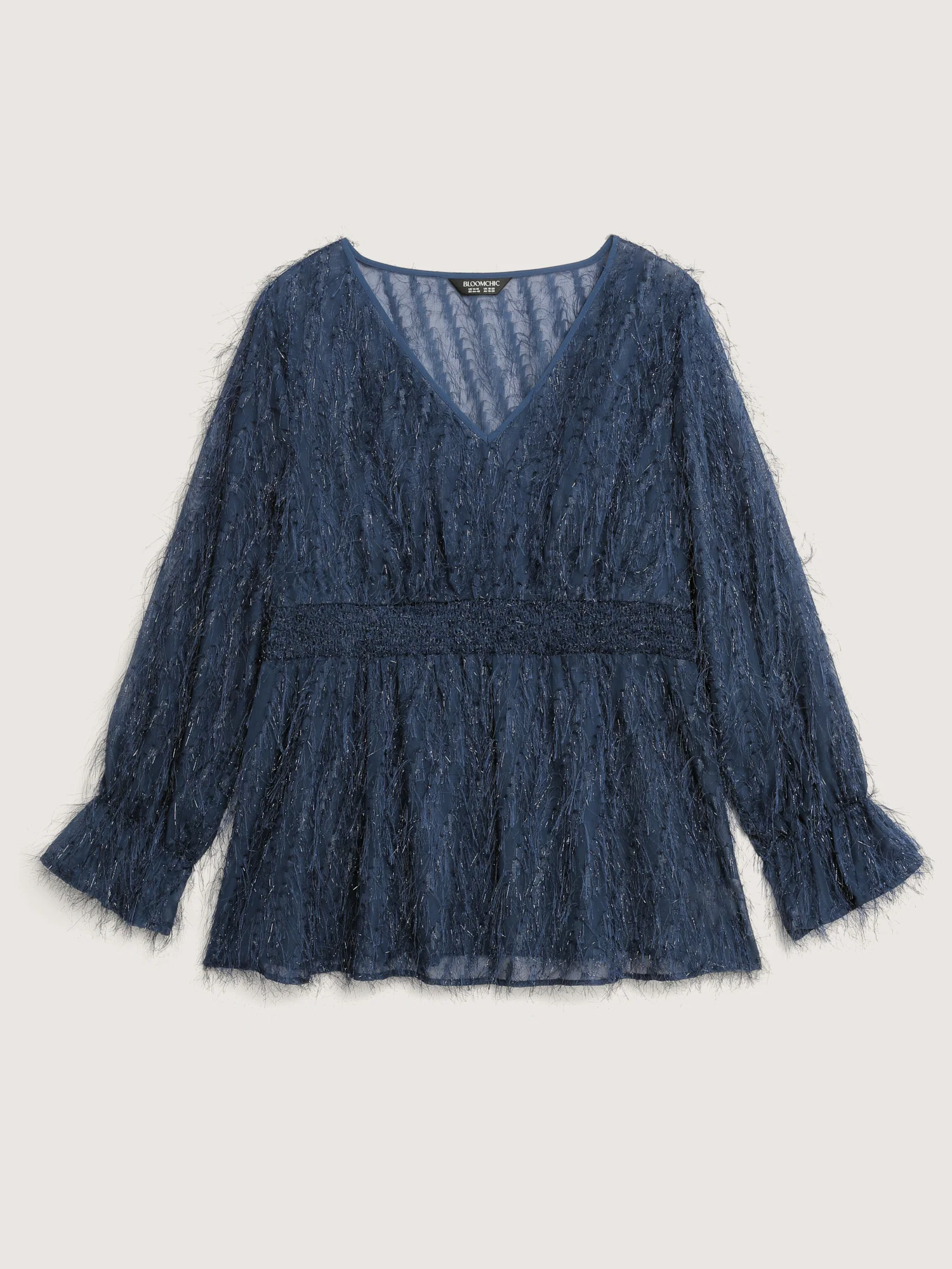 Textured Shirred Waist Sheer Blouse - Image 7