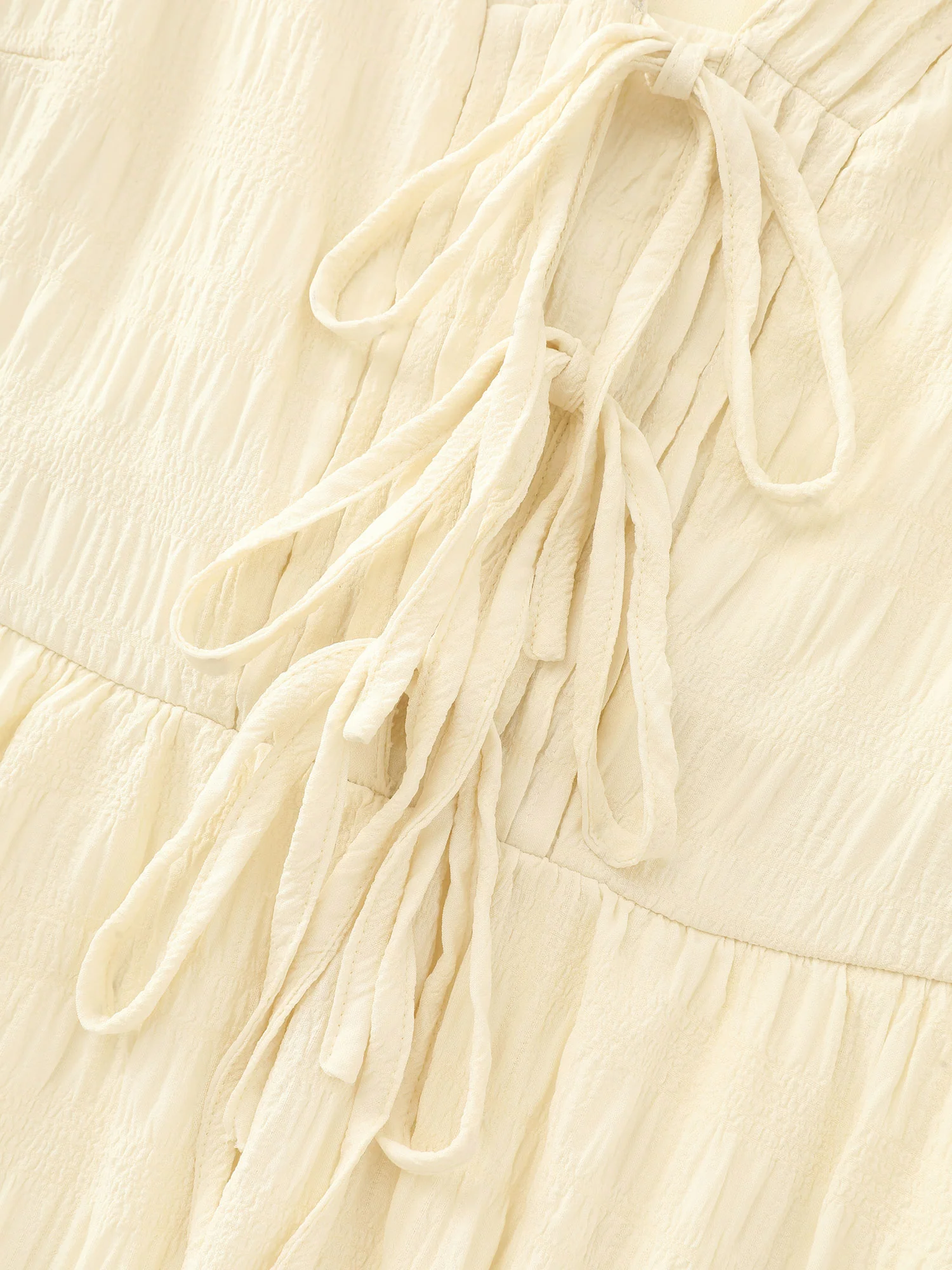 Textured Triple Front Tie Midi Dress - Image 5