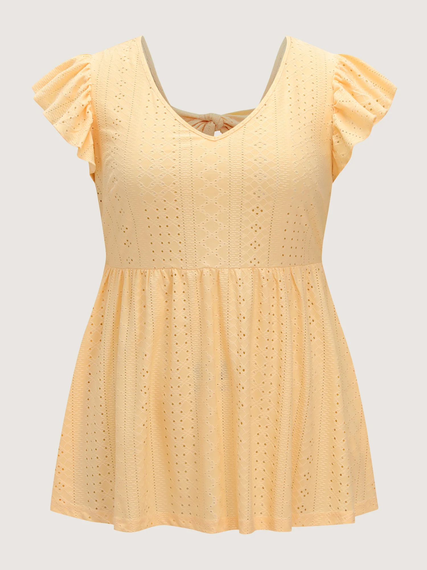Textured V-Neck Babydoll Knit Top - Image 6