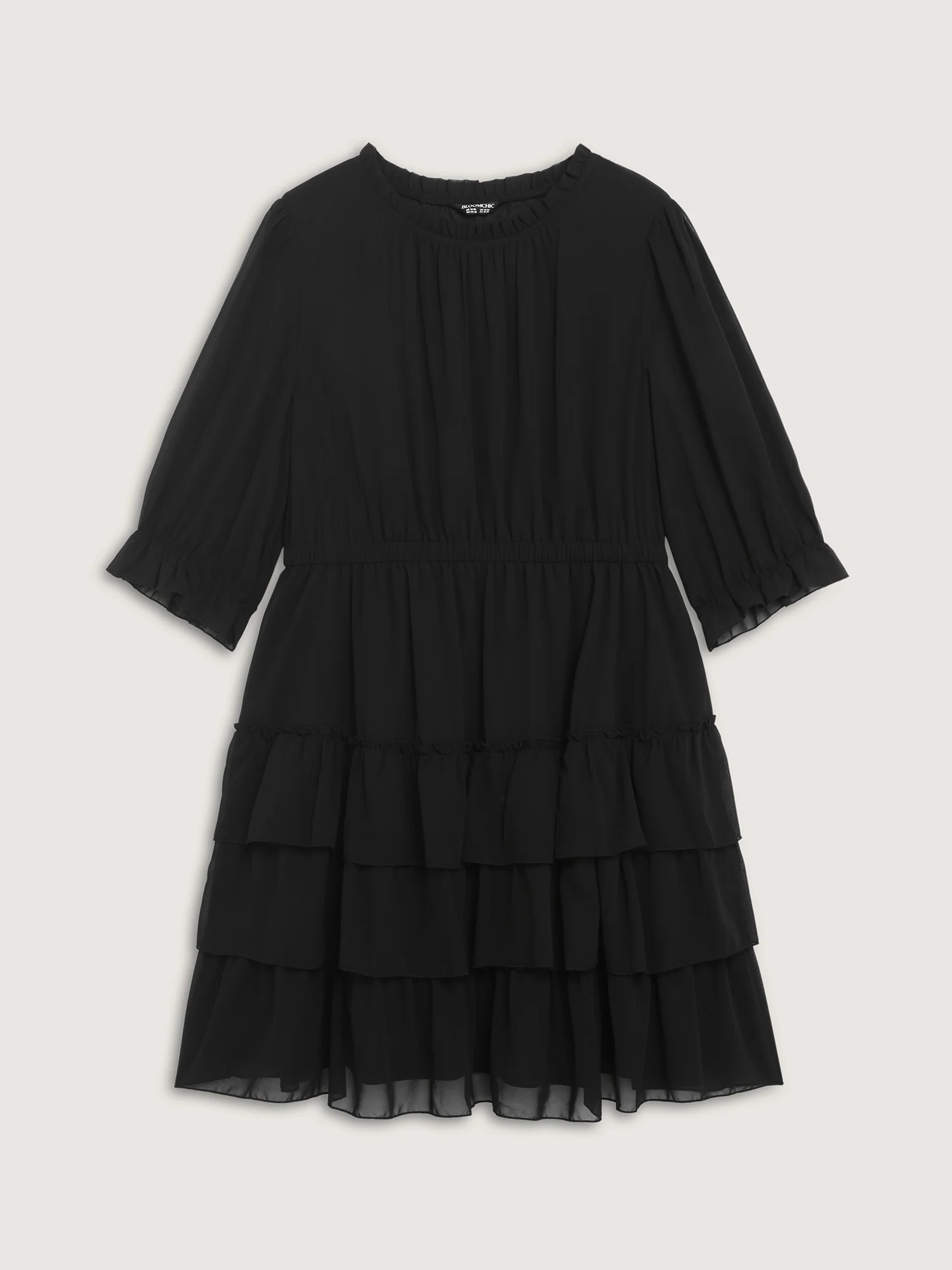 Three-Quarter Sleeve Tulle Skirt Knee-Length Dress - Image 7