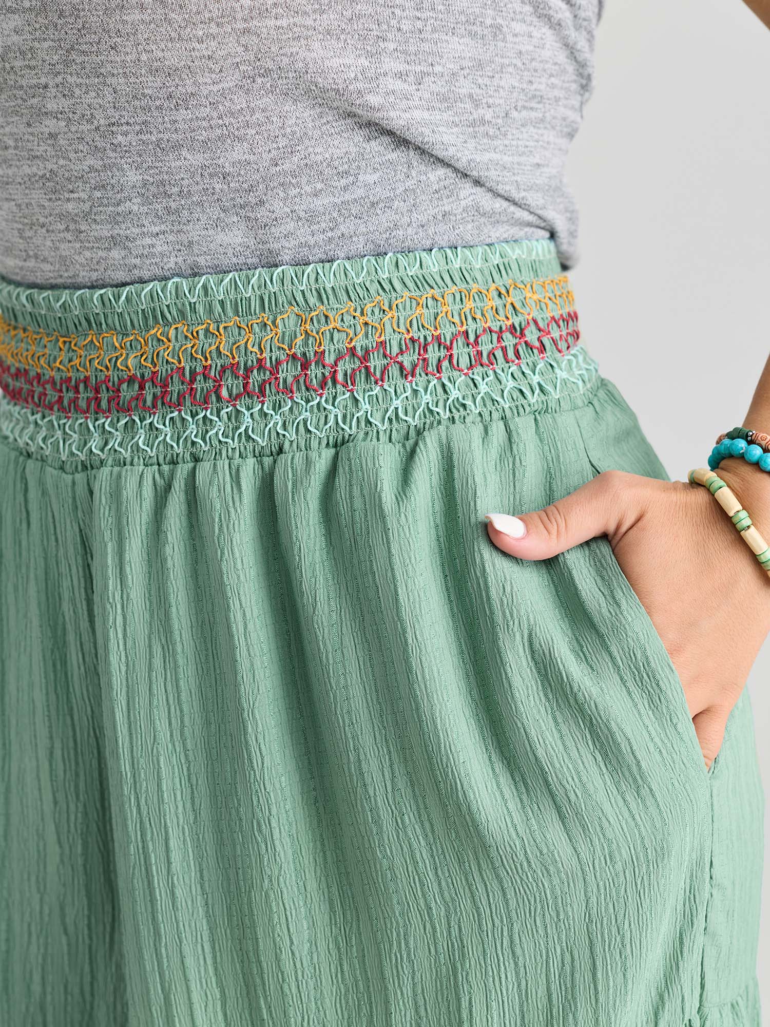 Tiered Shirred Waist Flare Pants - Image 3