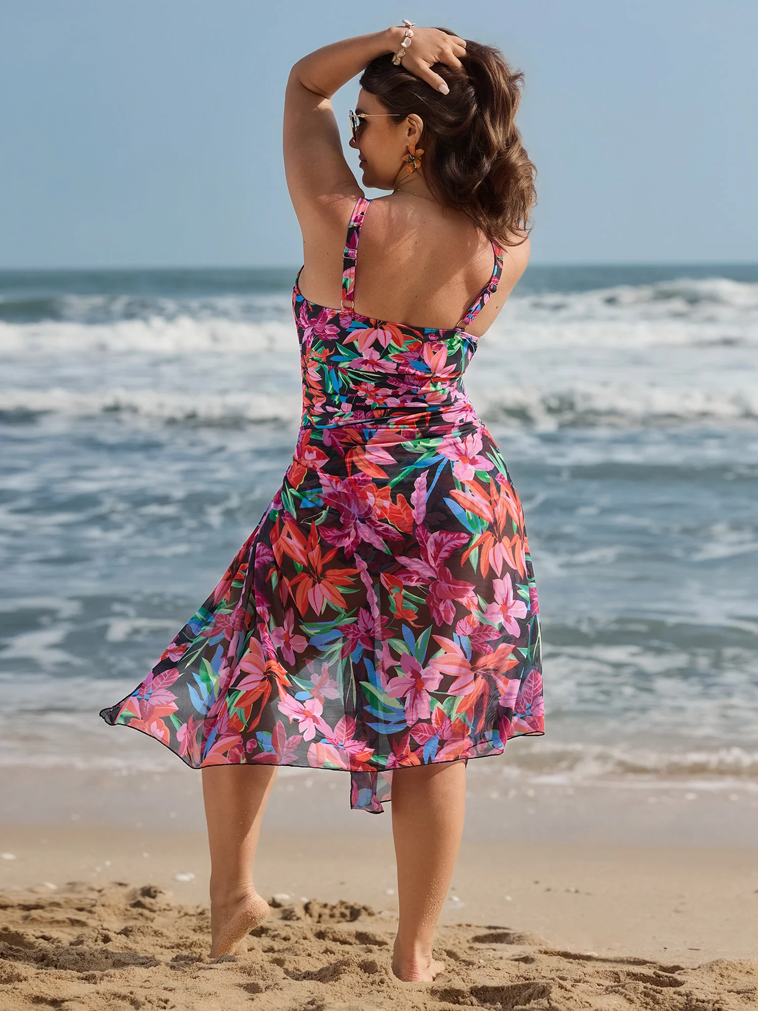 Tropical Escape Print Sarong One-Piece Swimsuit - Image 5