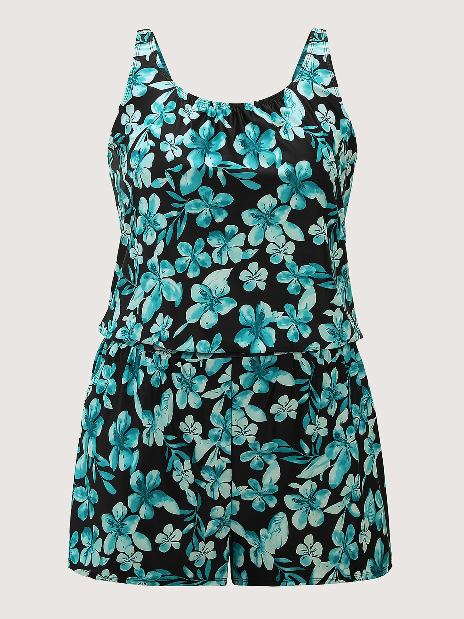 Tropical Flower Print Pockets One-Piece Swimsuit - Image 18