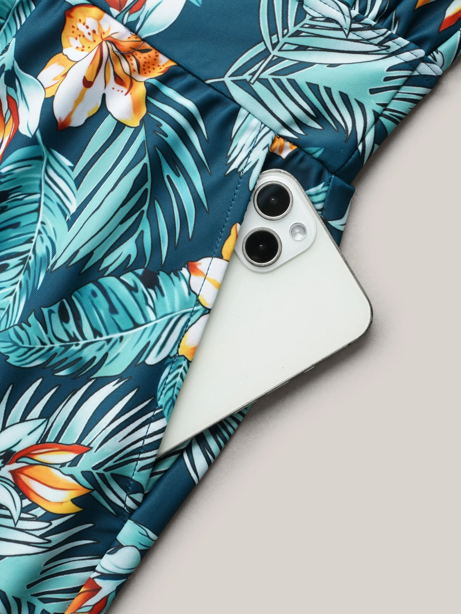 Tropical Flower Print Pockets One-Piece Swimsuit - Image 43