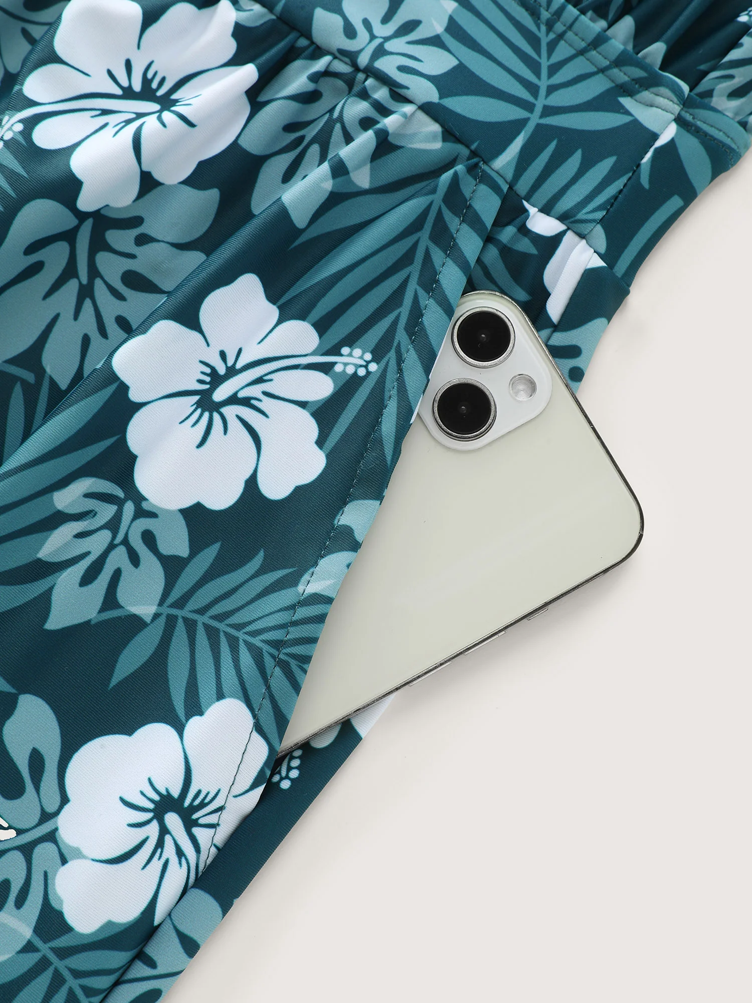 Tropical Flower Print Pockets One-Piece Swimsuit - Image 52