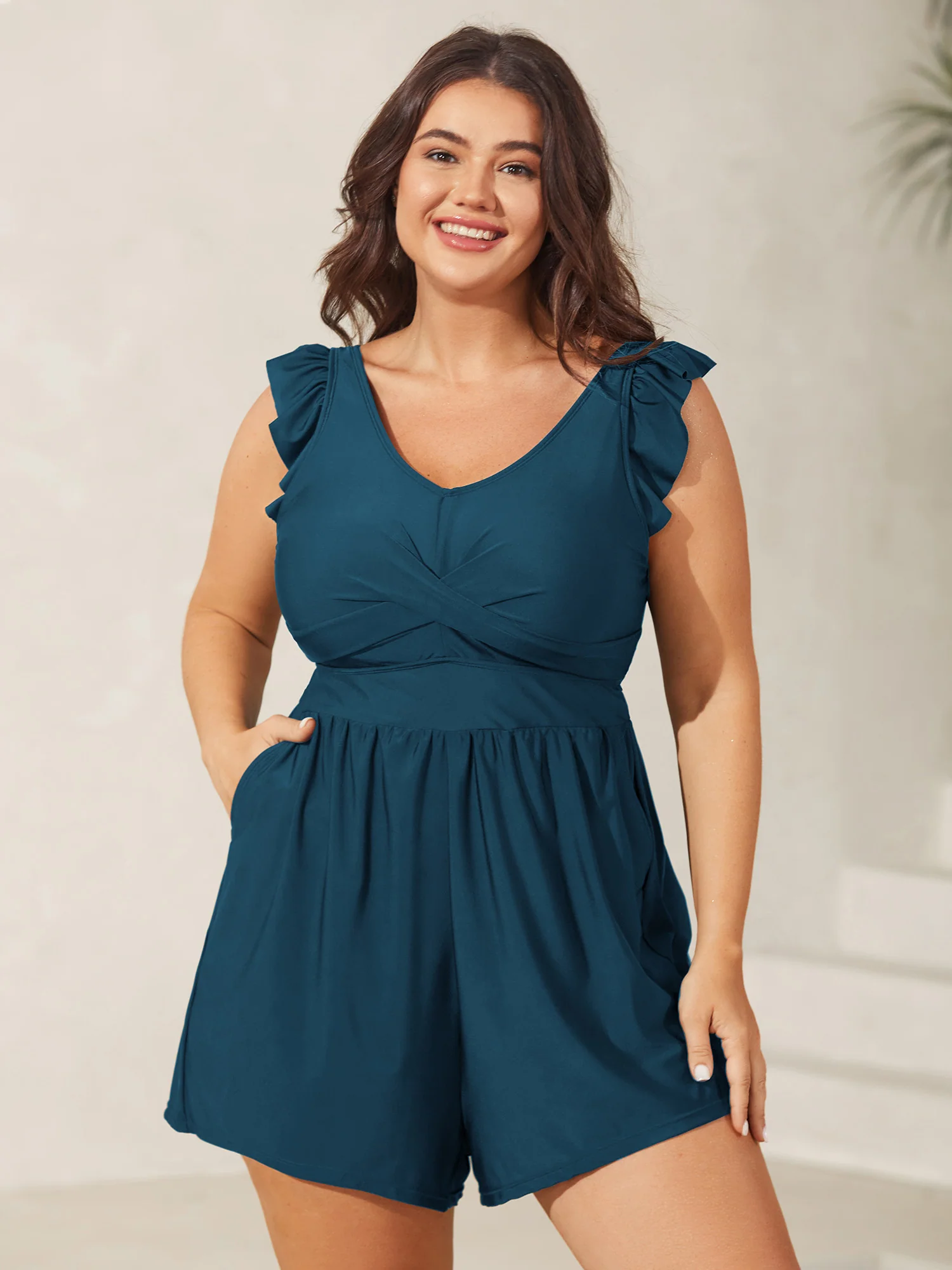 Twist Front Ruffled One-Piece Swimsuit - Image 14
