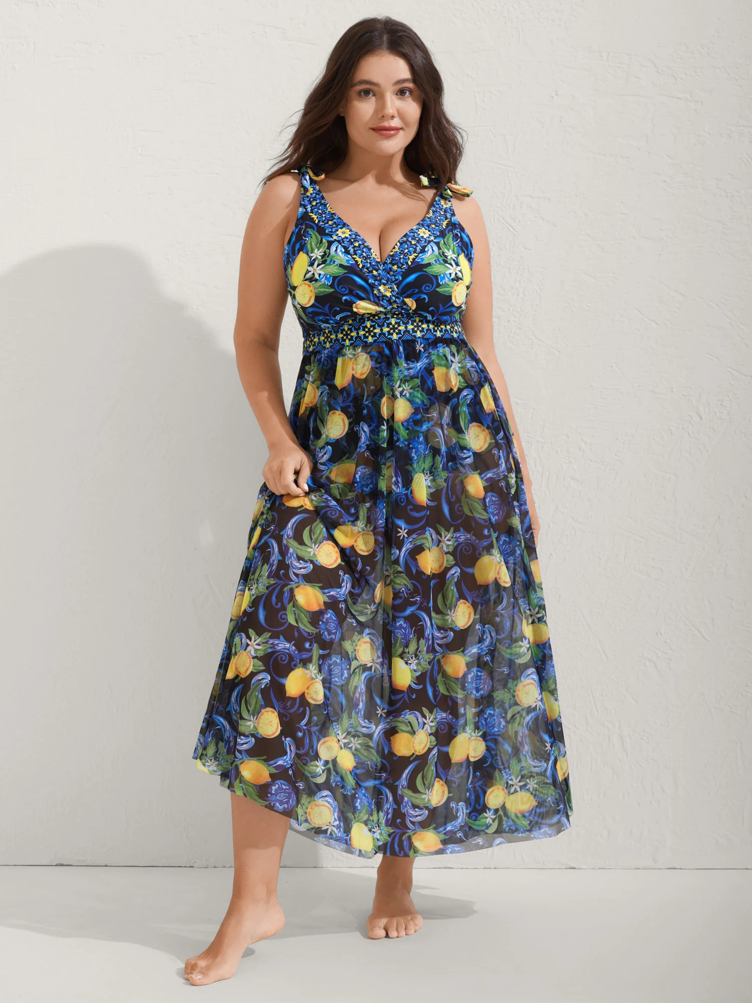 Two-Piece Citrus Print Sarong Swimsuit - Image 11