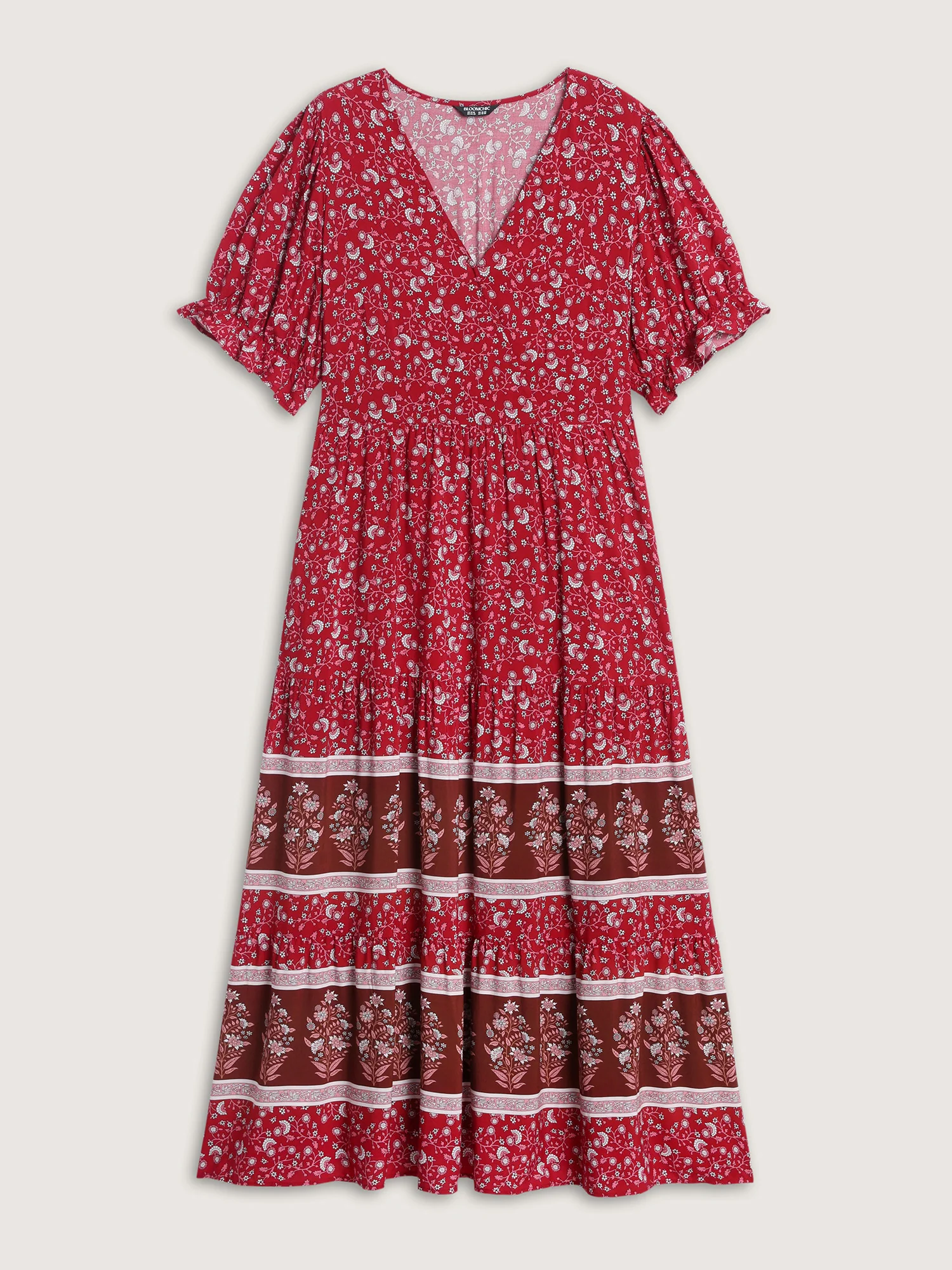 Vibrant Floral Print Color Contrast Maxi Dress - Image 7