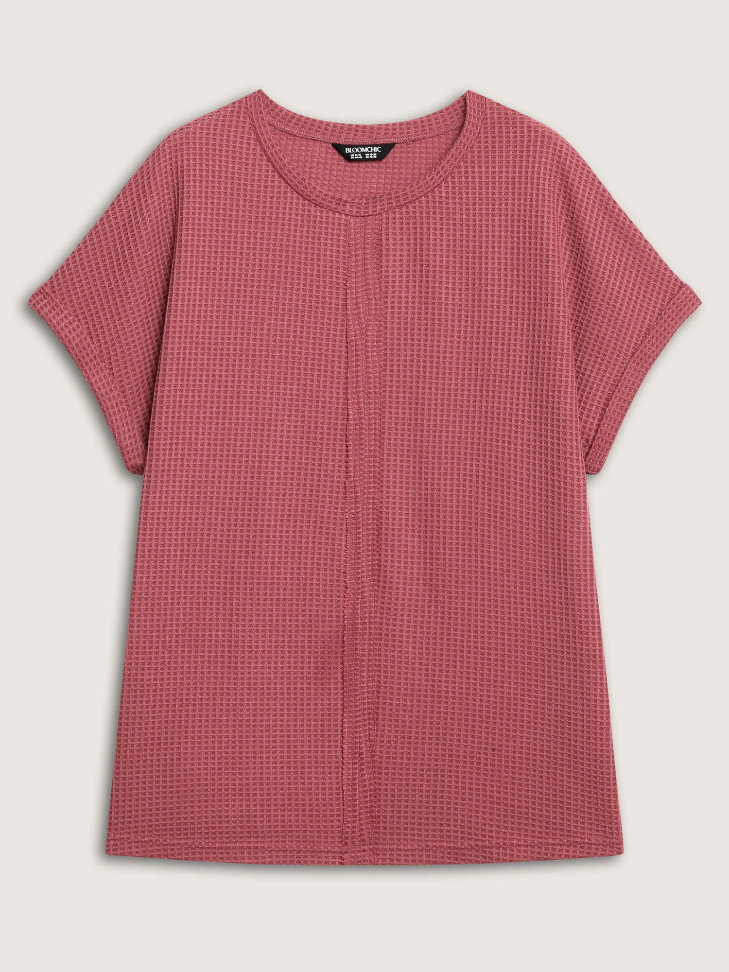 Waffle Seamed Front Solid T-Shirt - Image 7
